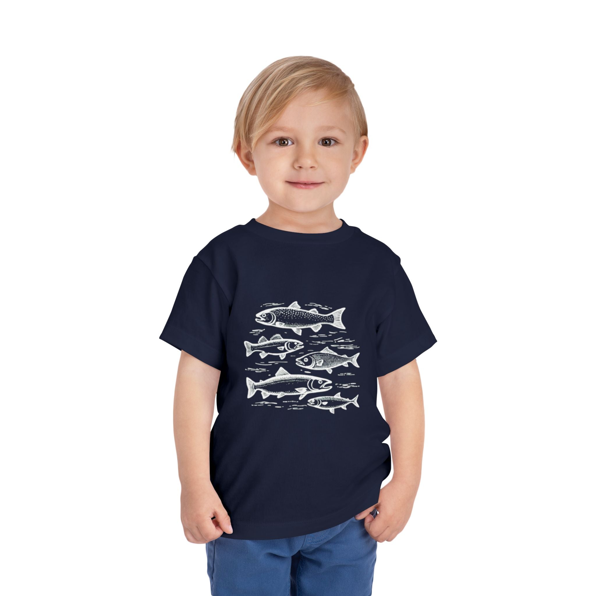 Toddler Tee | Vintage Fish Sketches Kids Short Sleeve Shirt