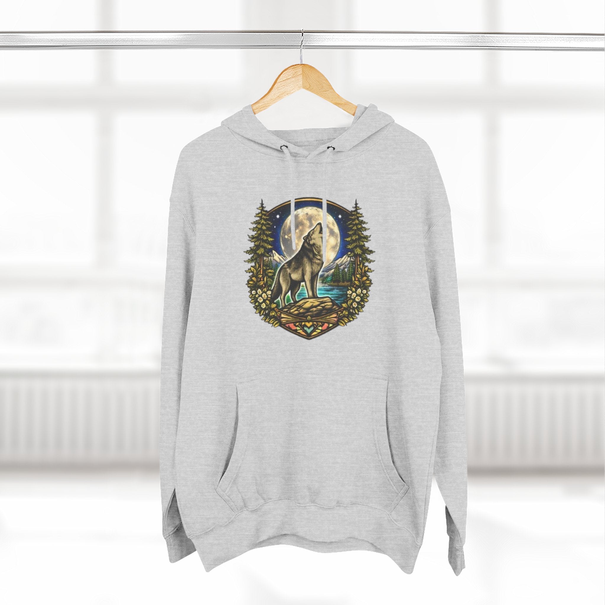 Wolf Moon Hoodie | Woodland Night Howl Graphic Fleece Hoodie