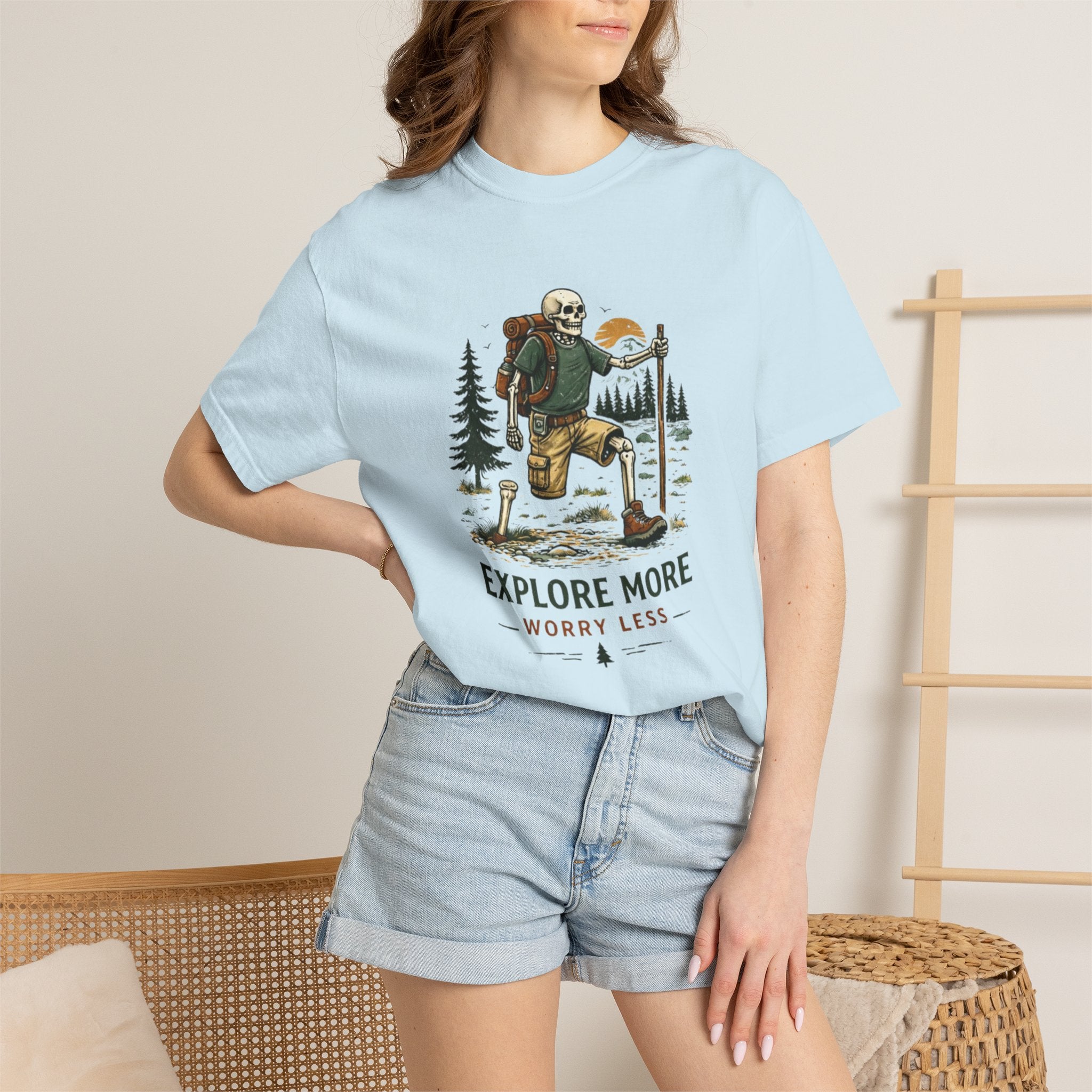 Explore More Worry Less T-Shirt | Adventure Hiking Graphic Tee