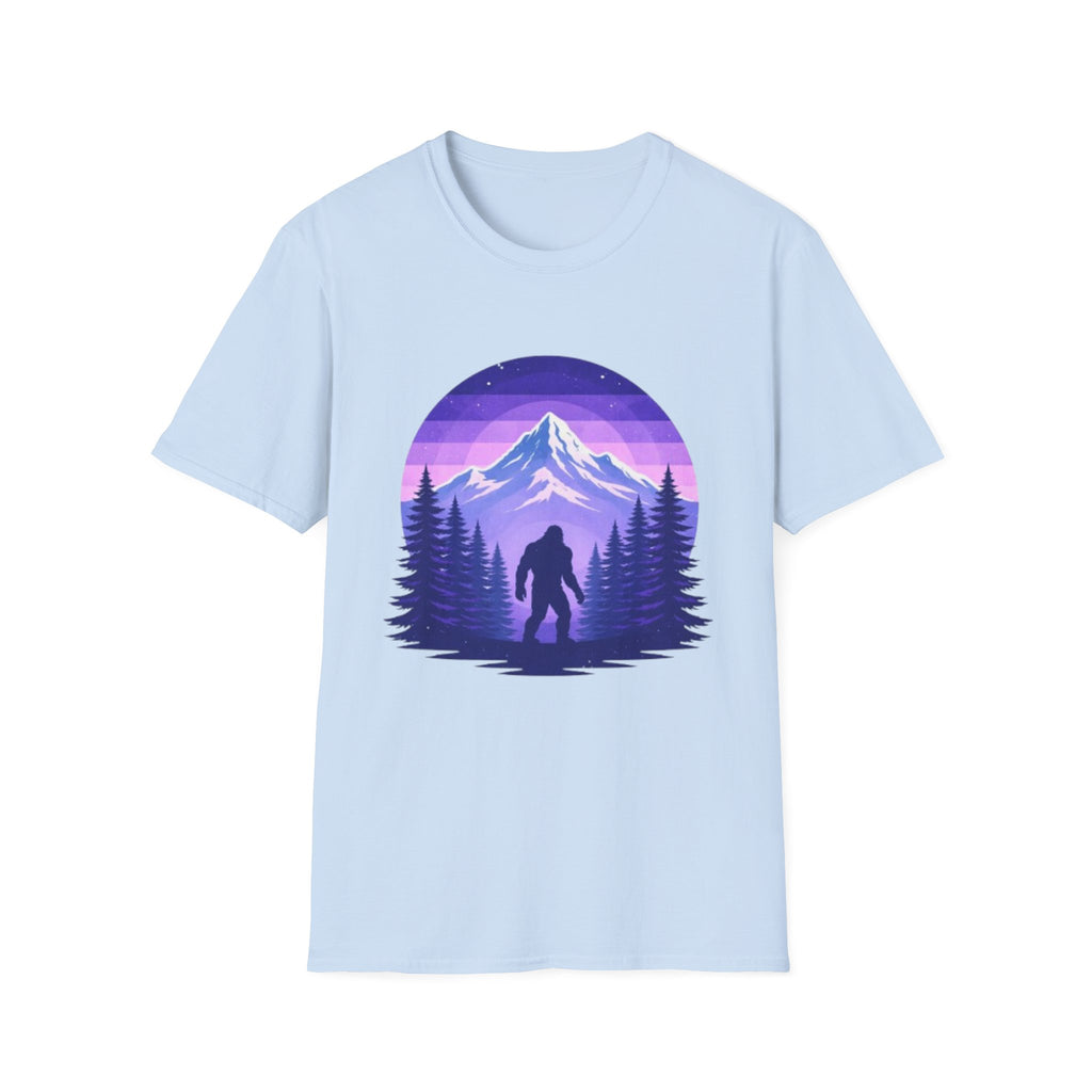 Bigfoot Mountain Sunset T-Shirt | Retro Purple Wilderness Adventure Tee