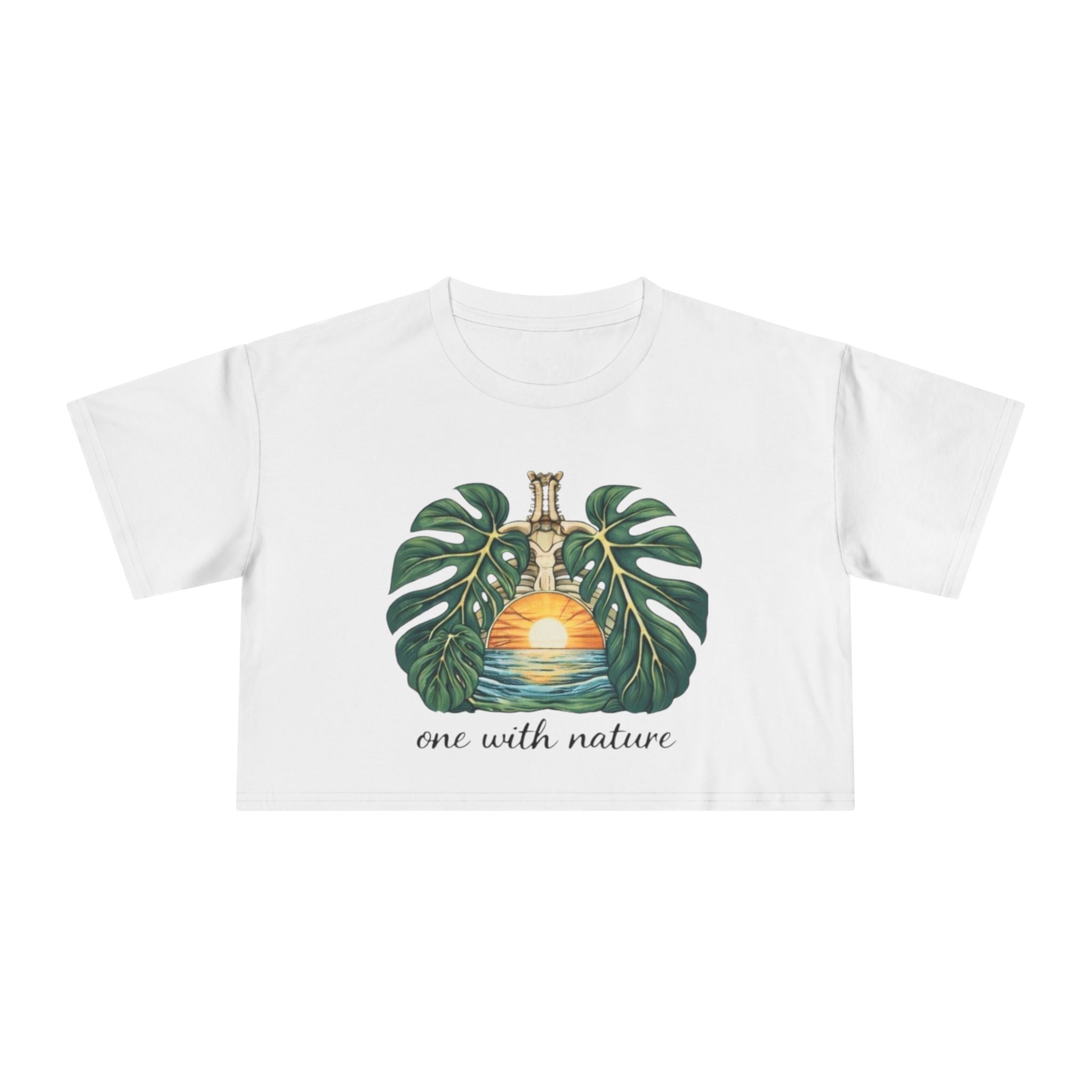 One With Nature Crop Tee | Botanical Sunset Womens Cropped T-Shirt