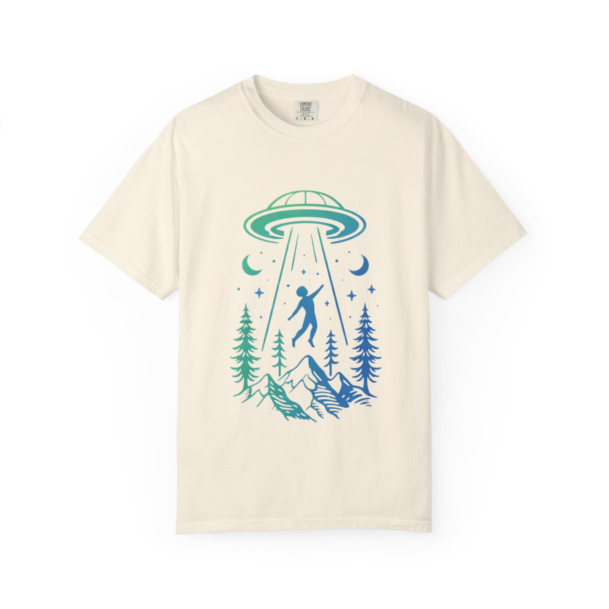 Alien Abduction Mountain T-Shirt | UFO Forest Graphic Tee