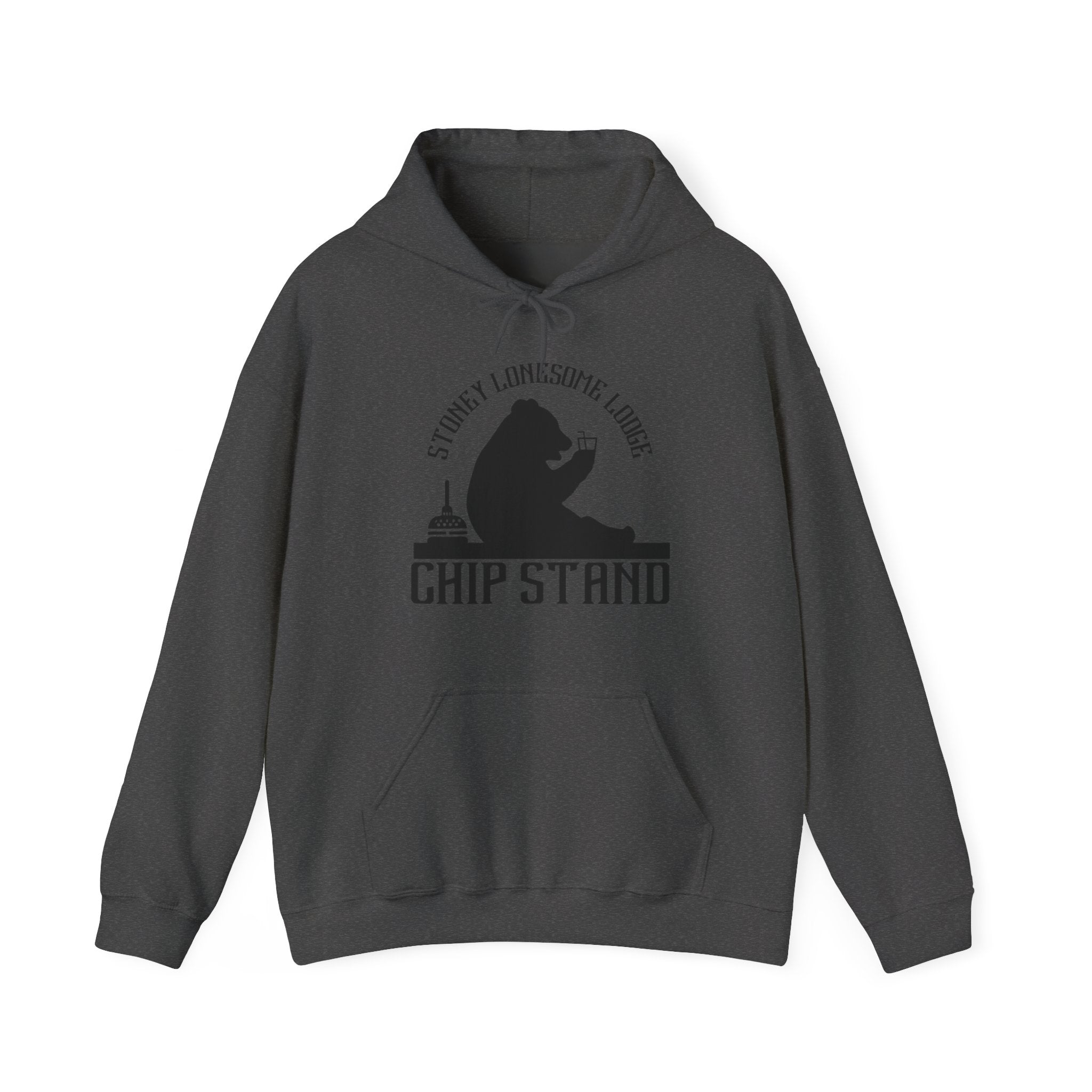 Bear Chip Stand Hoodie | "Stoney Lonesome Lodge" Retro Cabin Sweatshirt