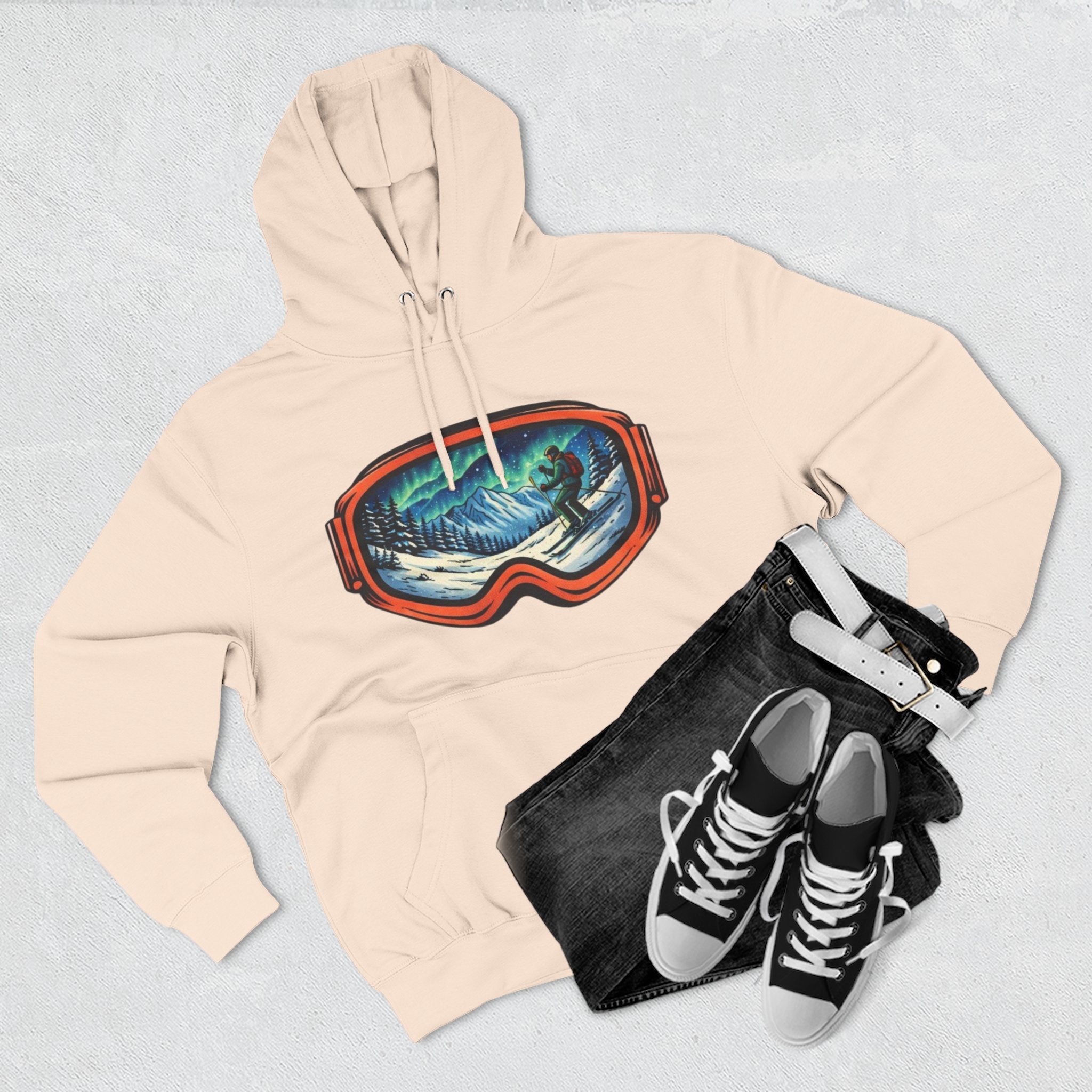 Ski Snowboard Goggles Graphic Hoodie — Mountain Rider Winter Pullover