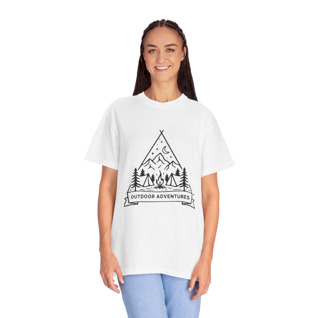 Outdoor Adventures T-Shirt | Camping Mountains Campfire Graphic Tee
