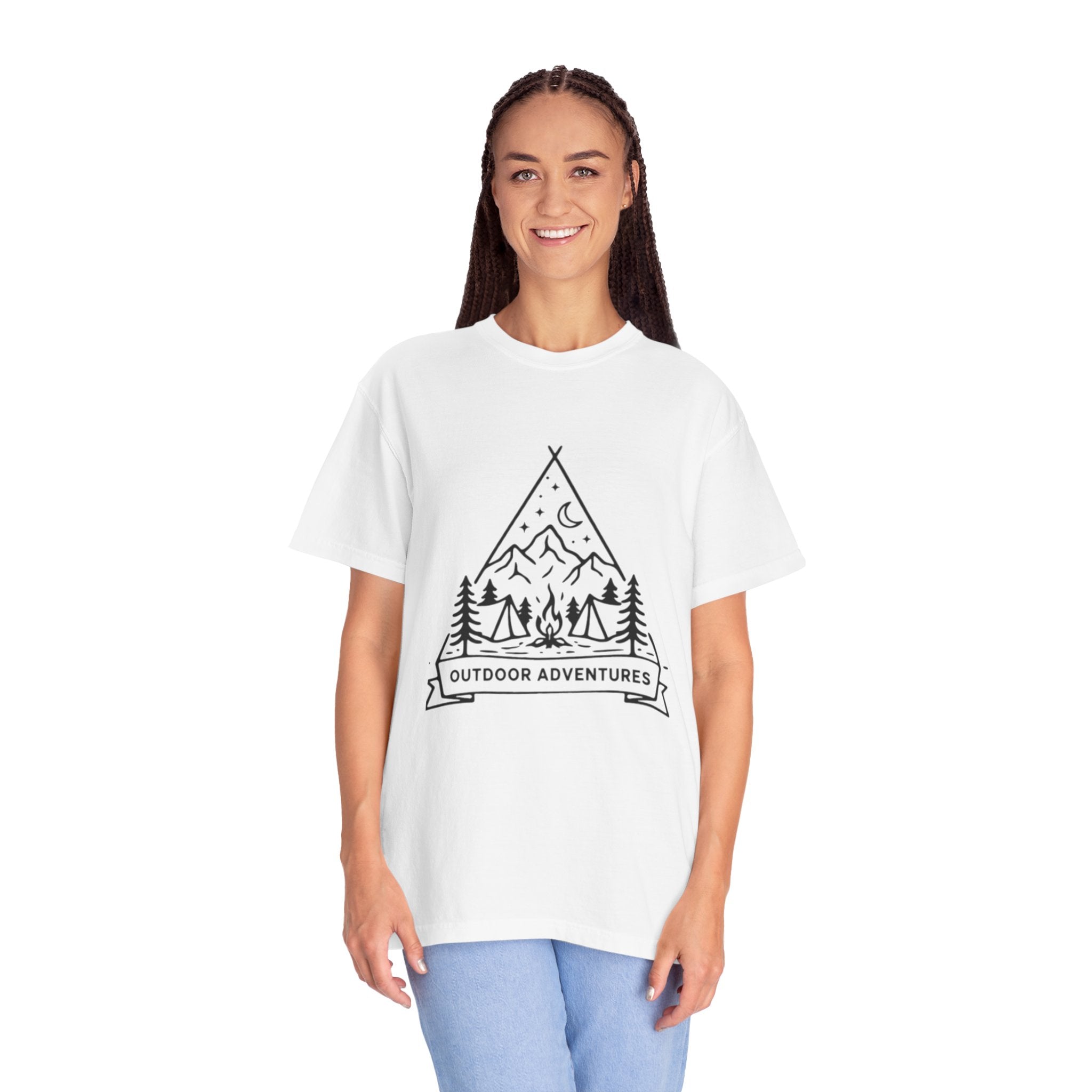 Outdoor Adventures T-Shirt | Camping Mountains Campfire Graphic Tee