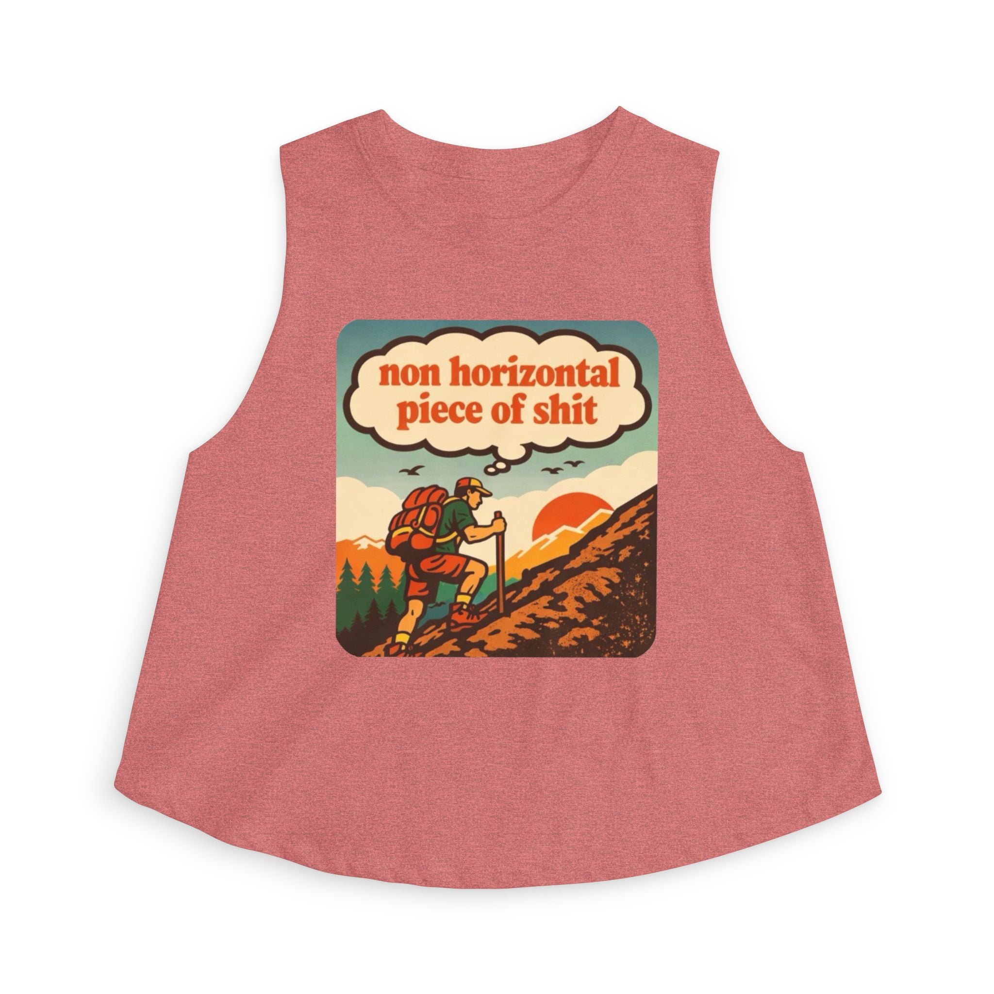 Hiking Graphic Crop Top | "non horizontal piece of shit" Retro Adventure Tank