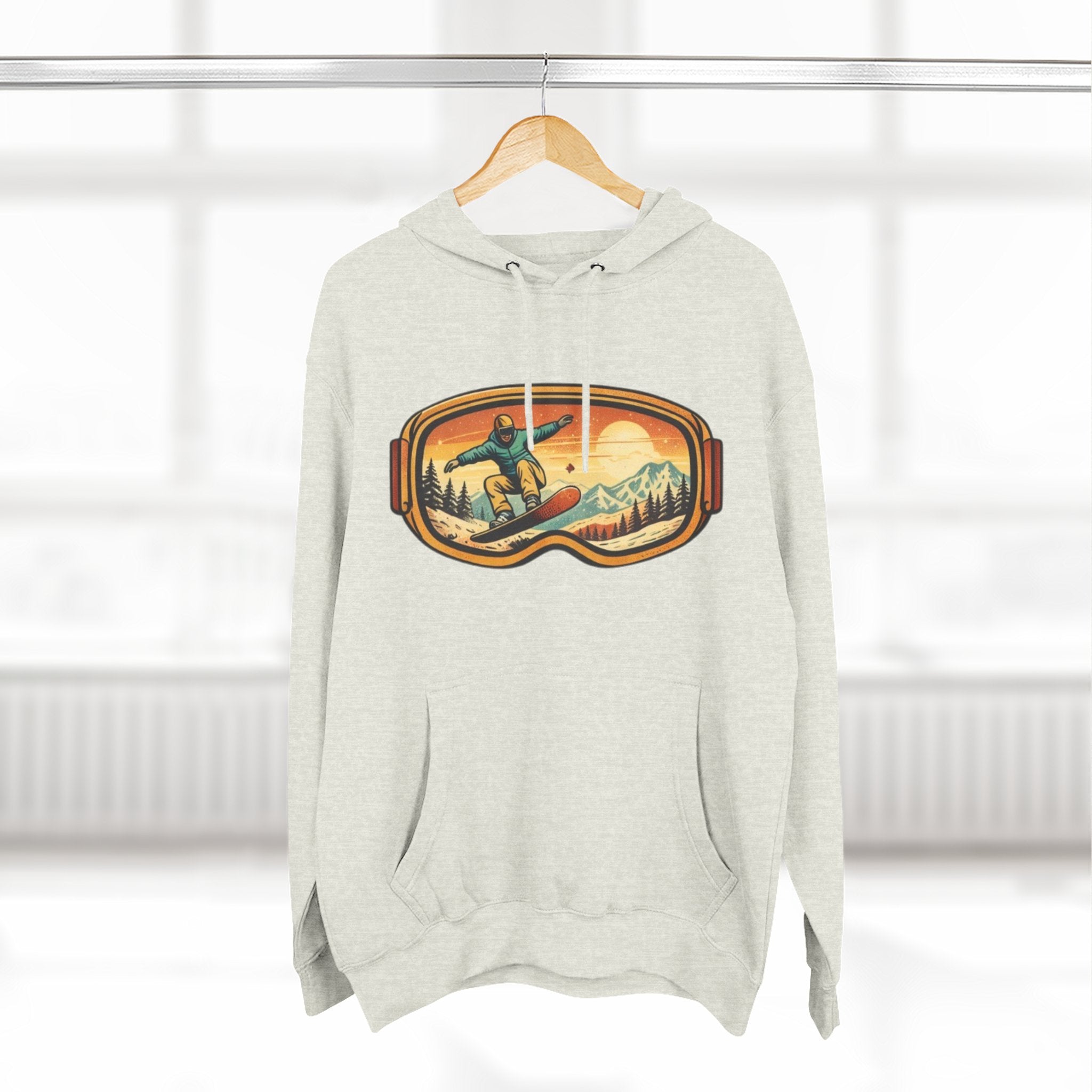 Snowboarder Goggles Graphic Hoodie | Vintage Mountain Ski Snowboarding Design