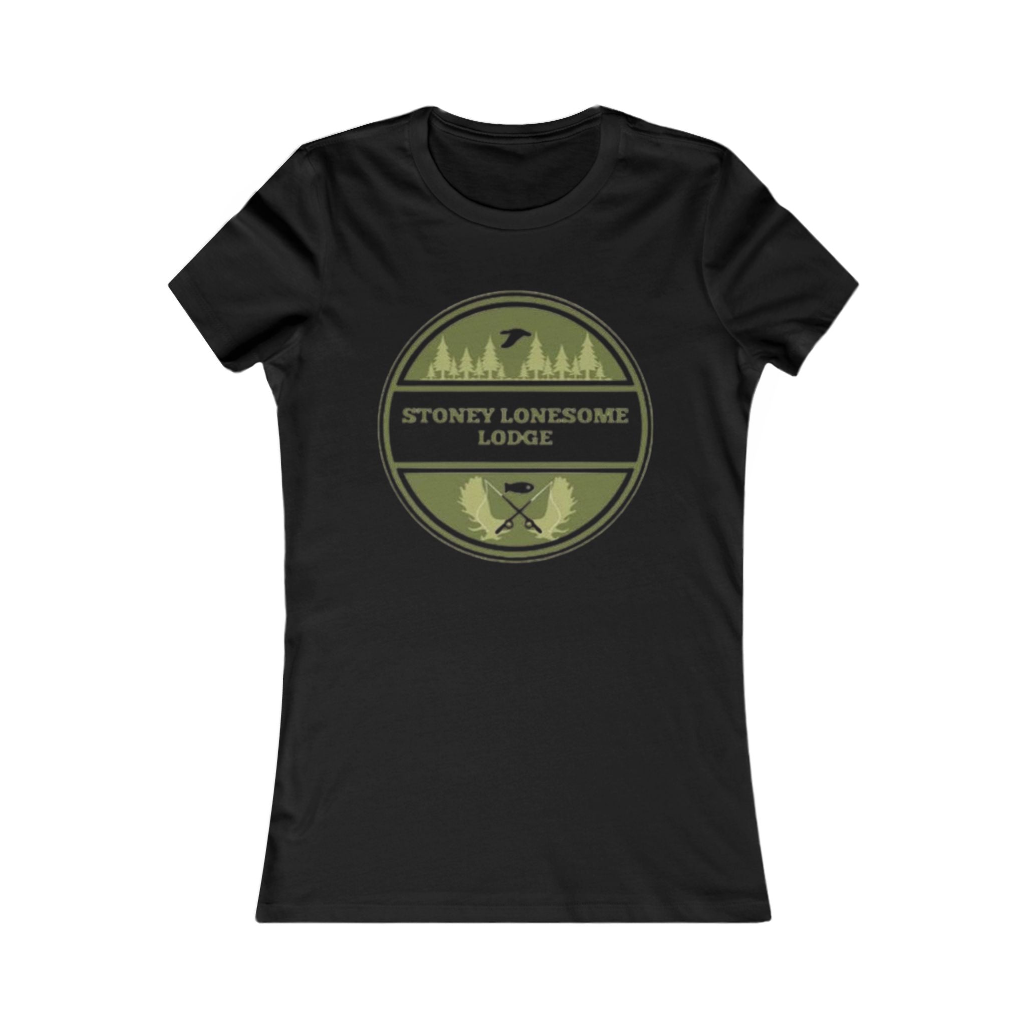 Stoney Lonesome Lodge Women's Tee | Outdoor Lodge Vintage Badge T-Shirt