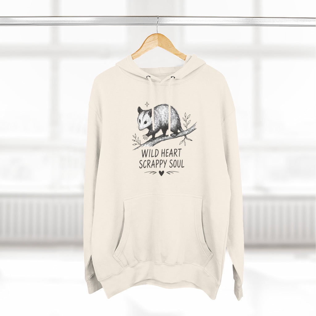 Hoodie | Wild Heart Scrappy Soul Opossum Illustration Cozy Hoodie