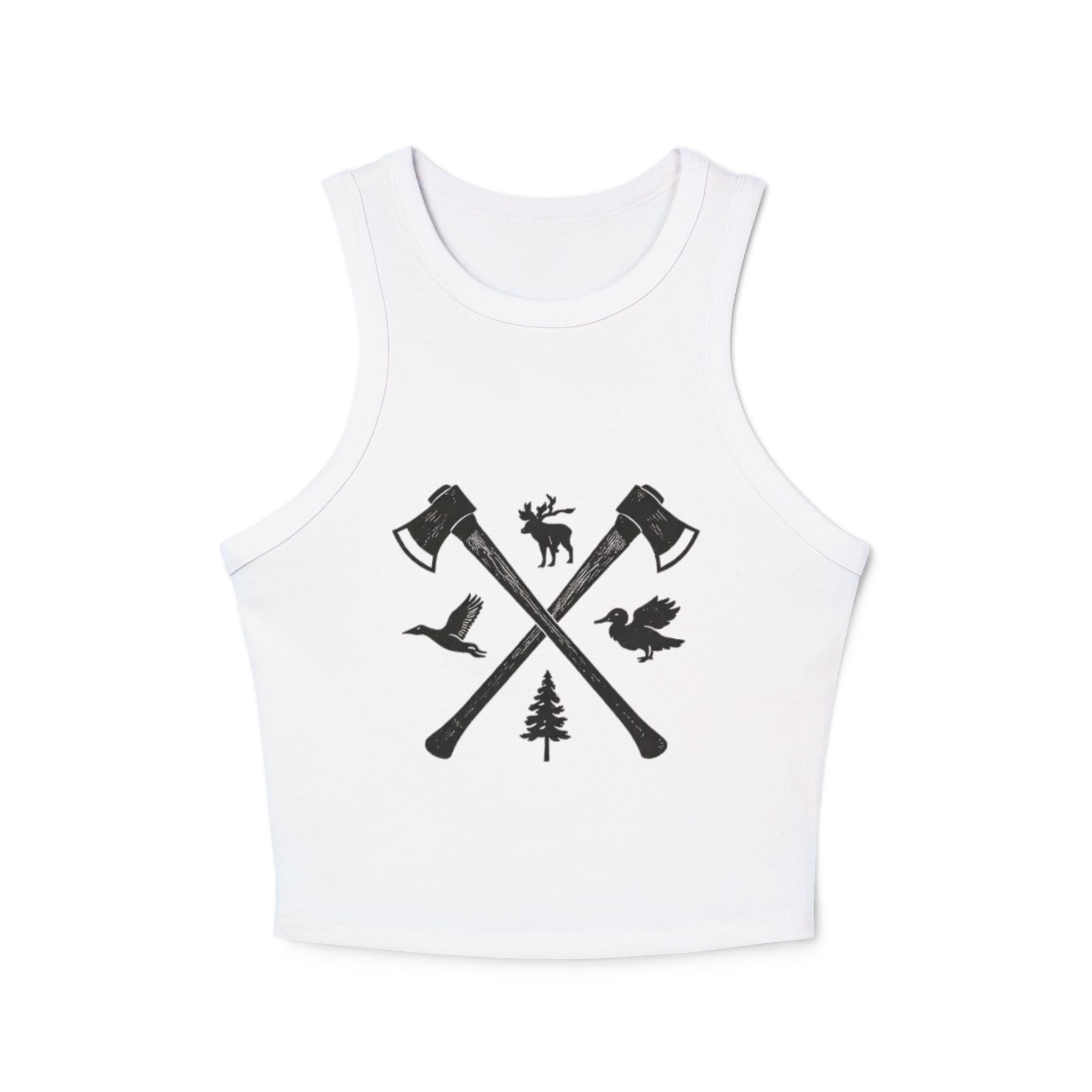 Womens Outdoor Axes Tank Top | Woodland Moose, Raven & Pine Graphic