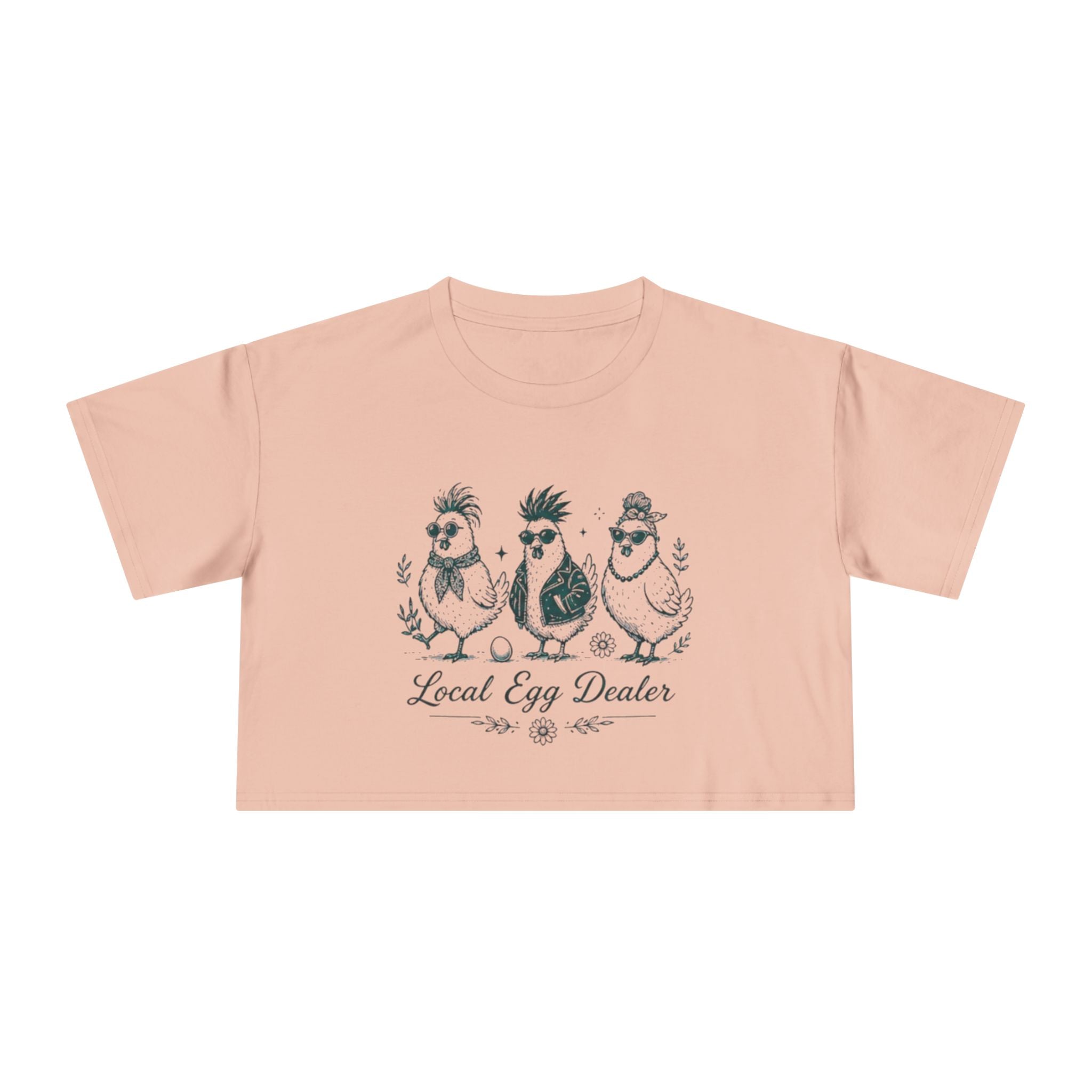 Local Egg Dealer Crop Tee | Cute Chicken Graphic Womens Cropped T‑Shirt