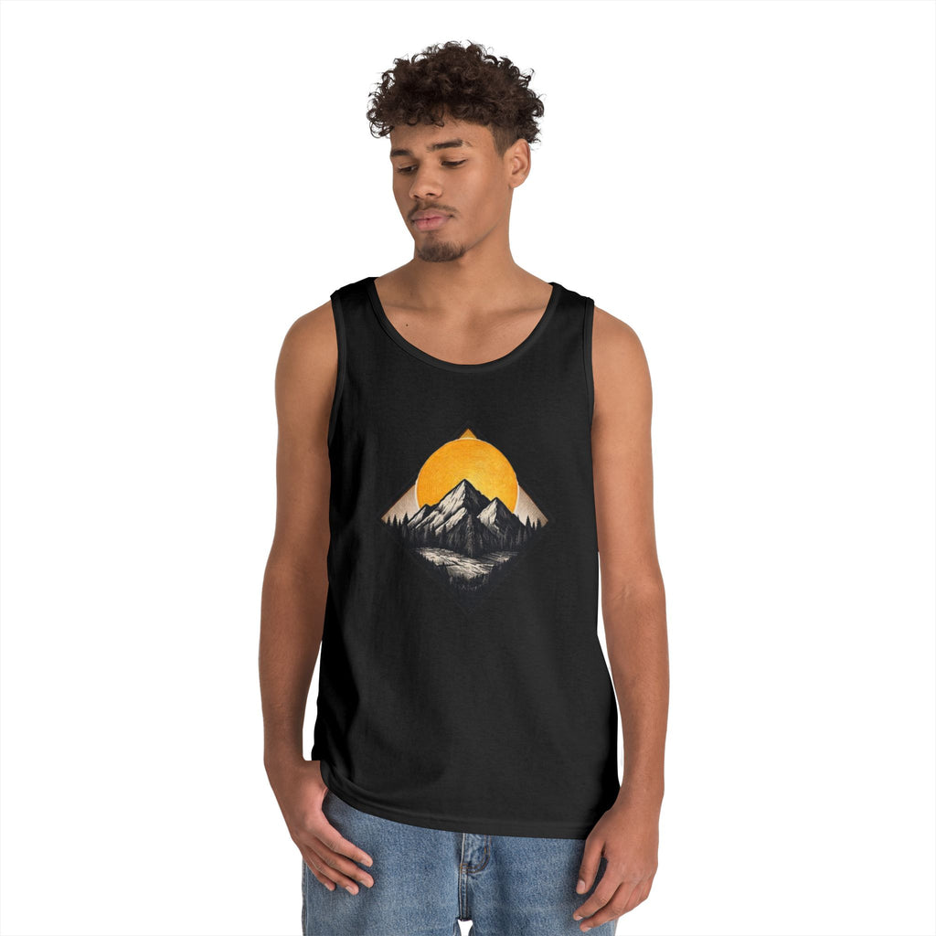 Mountain Explorer Tank Top | Retro Sunset Mountain Graphic