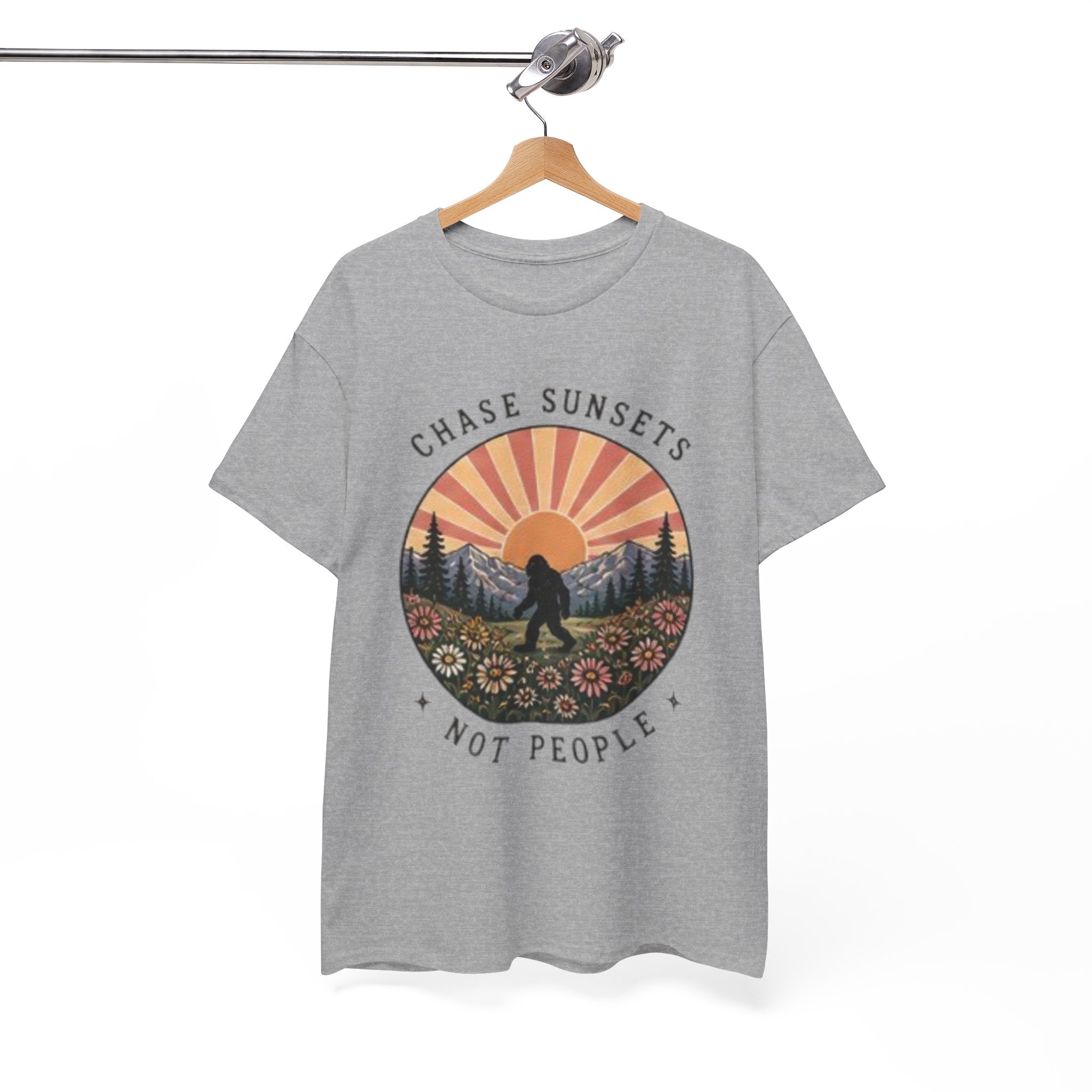 Chase Sunsets Not People Bigfoot Tee