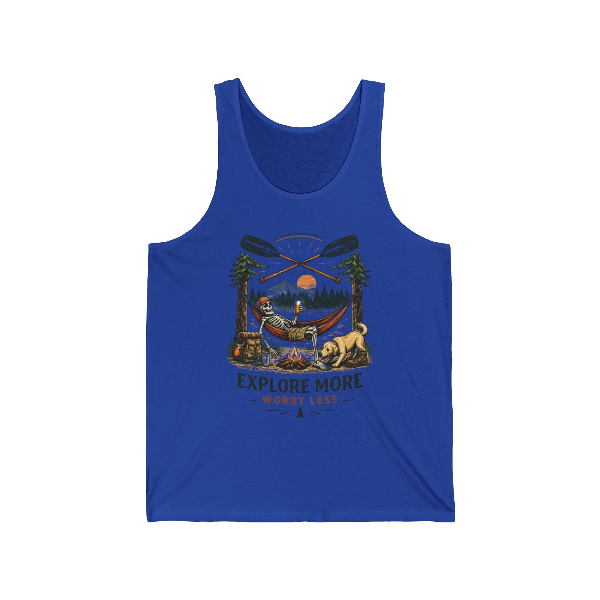 Explore More Tank Top | Outdoor Camping Nature Graphic "Explore More, Worry Less"