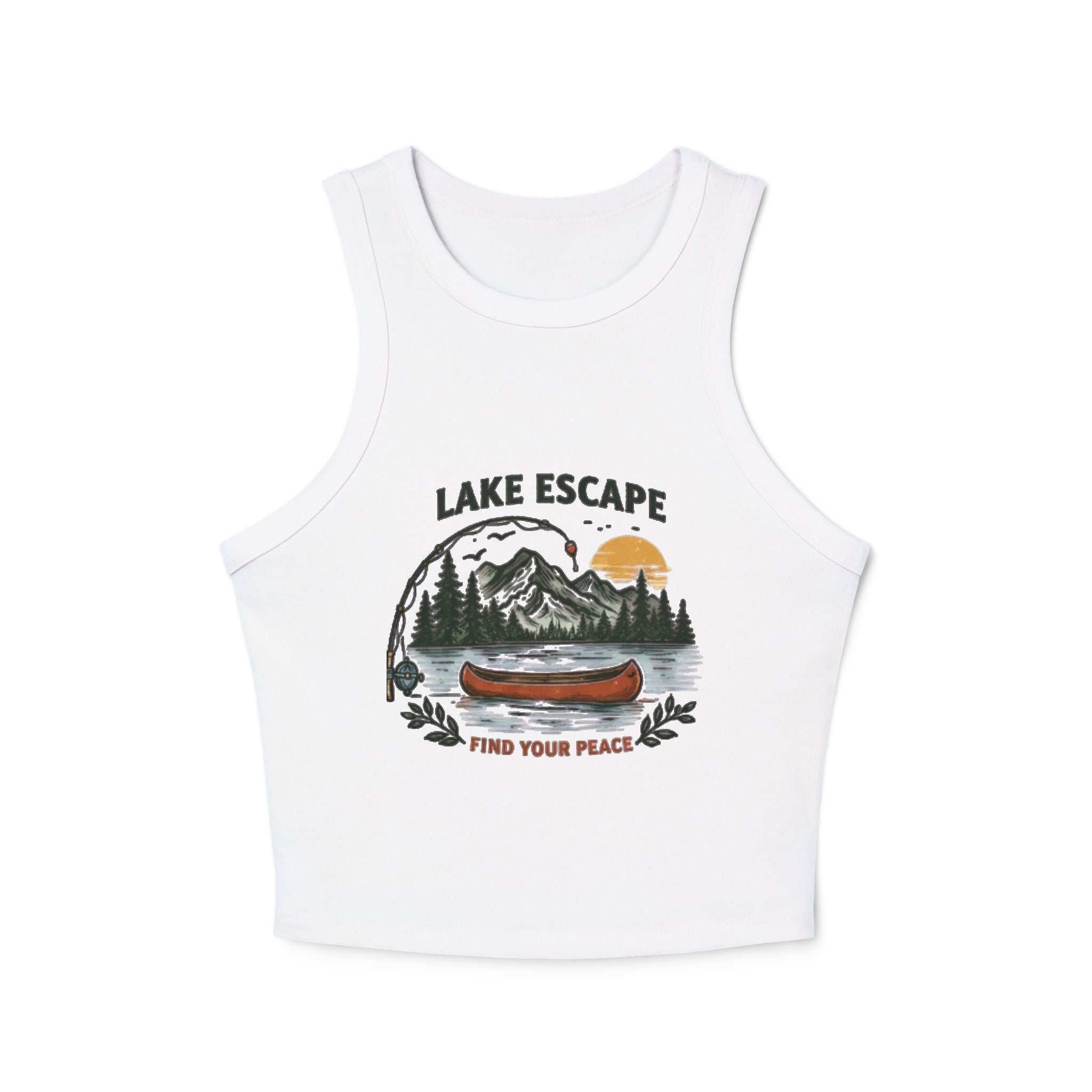 Lake Escape Racer Tank | "Find Your Peace" Graphic Tank Top