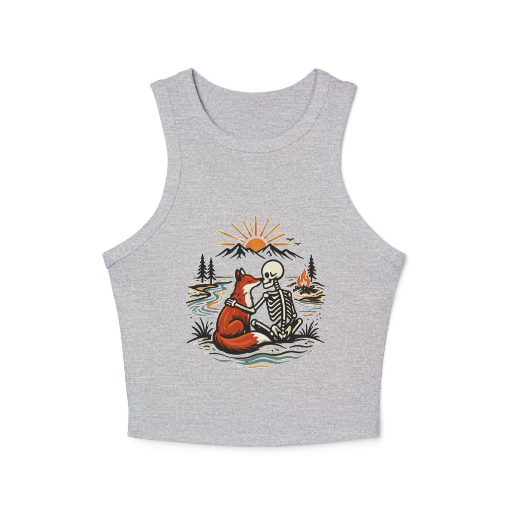 Racer Tank Top | Fox & Skeleton Sunset Graphic