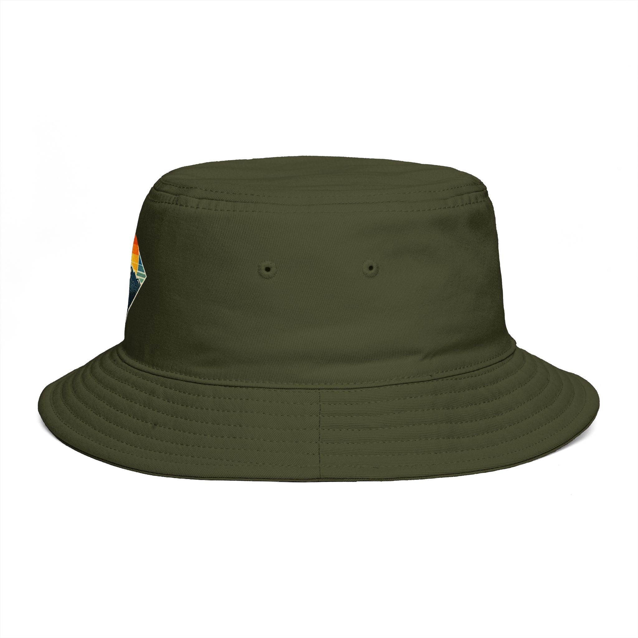 Mountain Sunset Bucket Hat | Retro Outdoor Hiking Patch