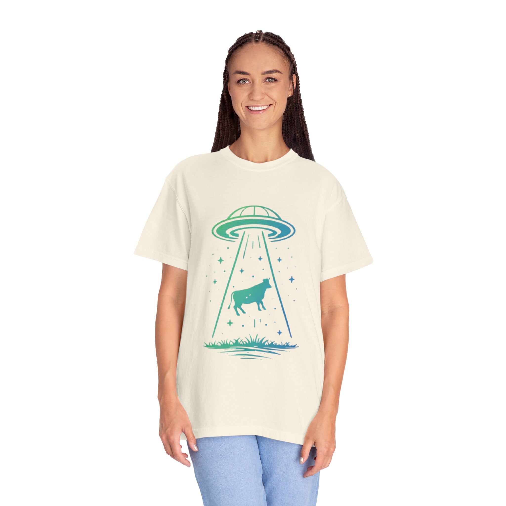 Cow Abduction UFO T-Shirt | Alien Cow Beam Graphic Tee