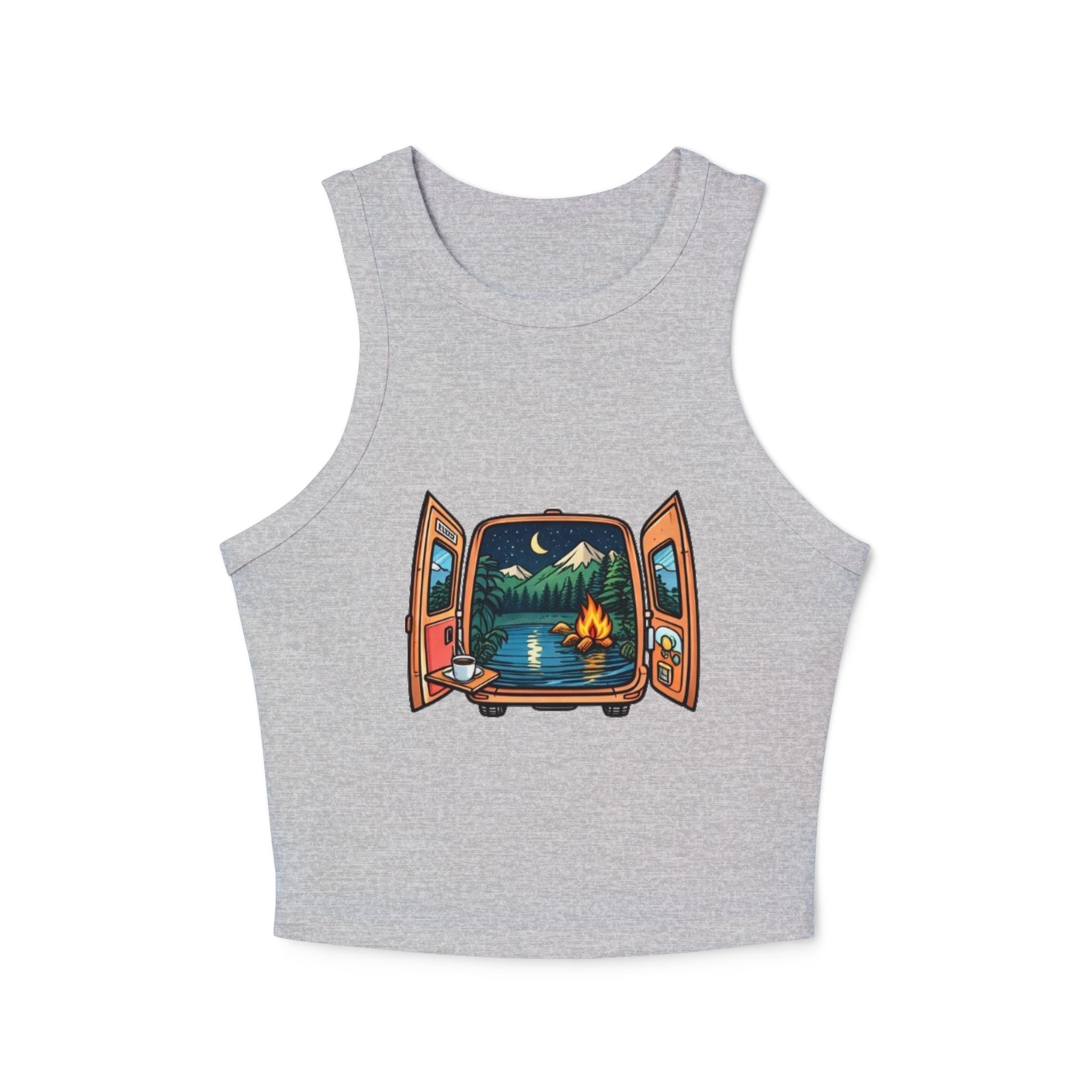 Camping Van Nature Landscape Racer Tank | Womens Micro Rib Tank