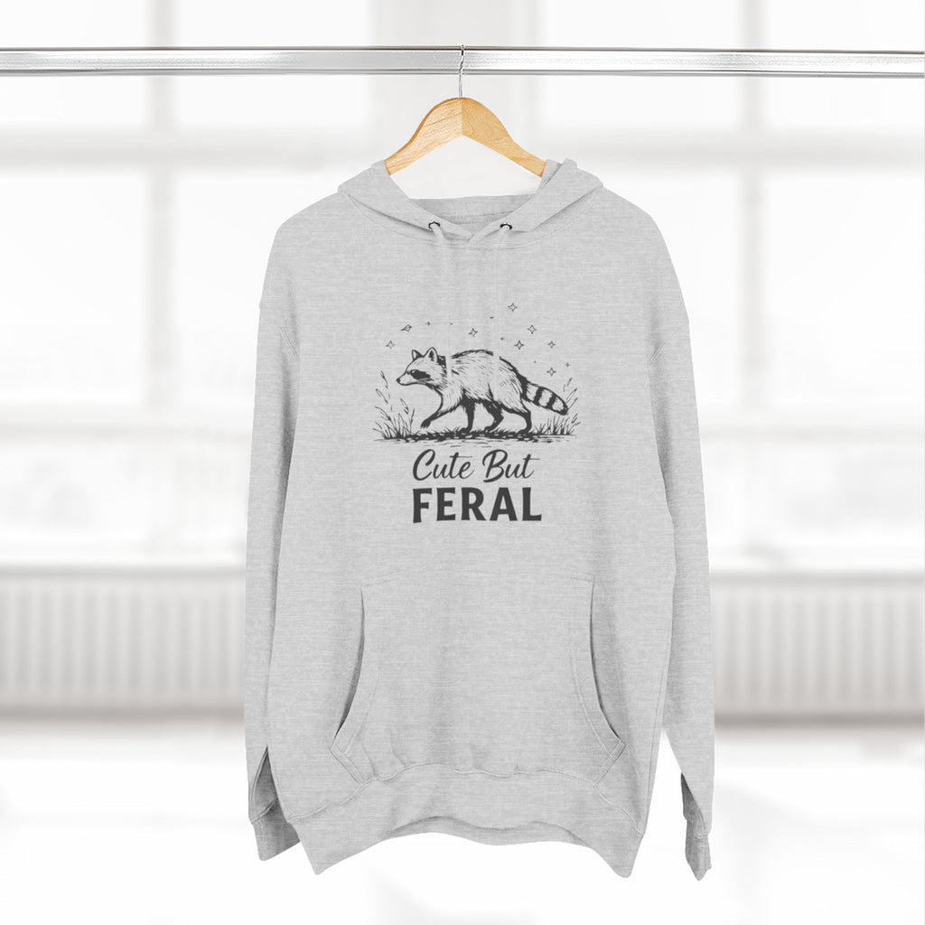 Cute But Feral Hoodie | Raccoon Illustration Graphic Pullover