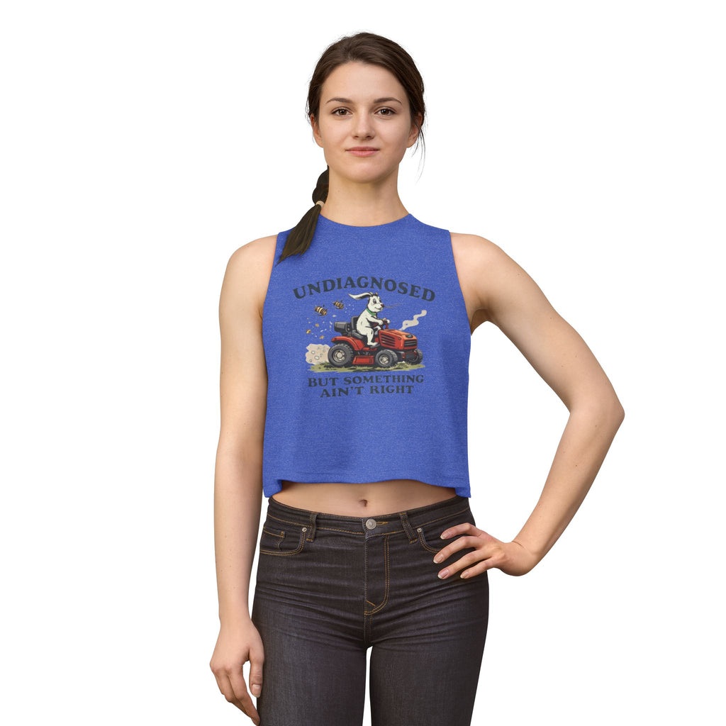 Undiagnosed But Something Ain't Right Bunny Tractor Crop Top | Bee Chase Graphic