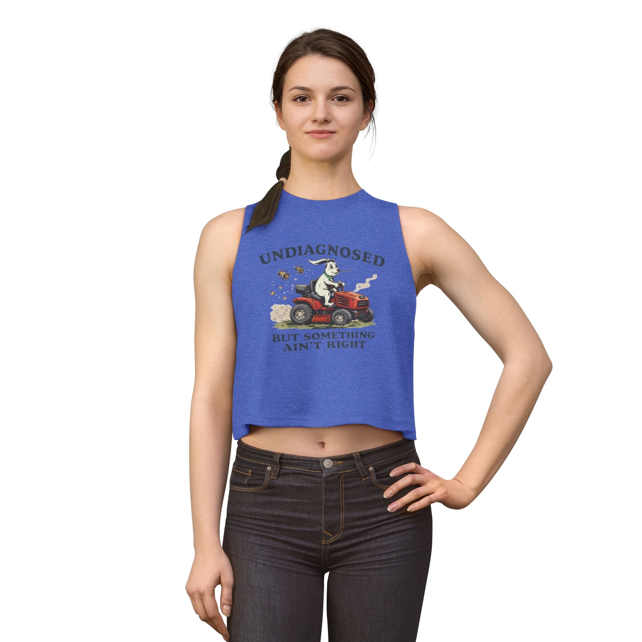Undiagnosed But Something Ain't Right Bunny Tractor Crop Top | Bee Chase Graphic