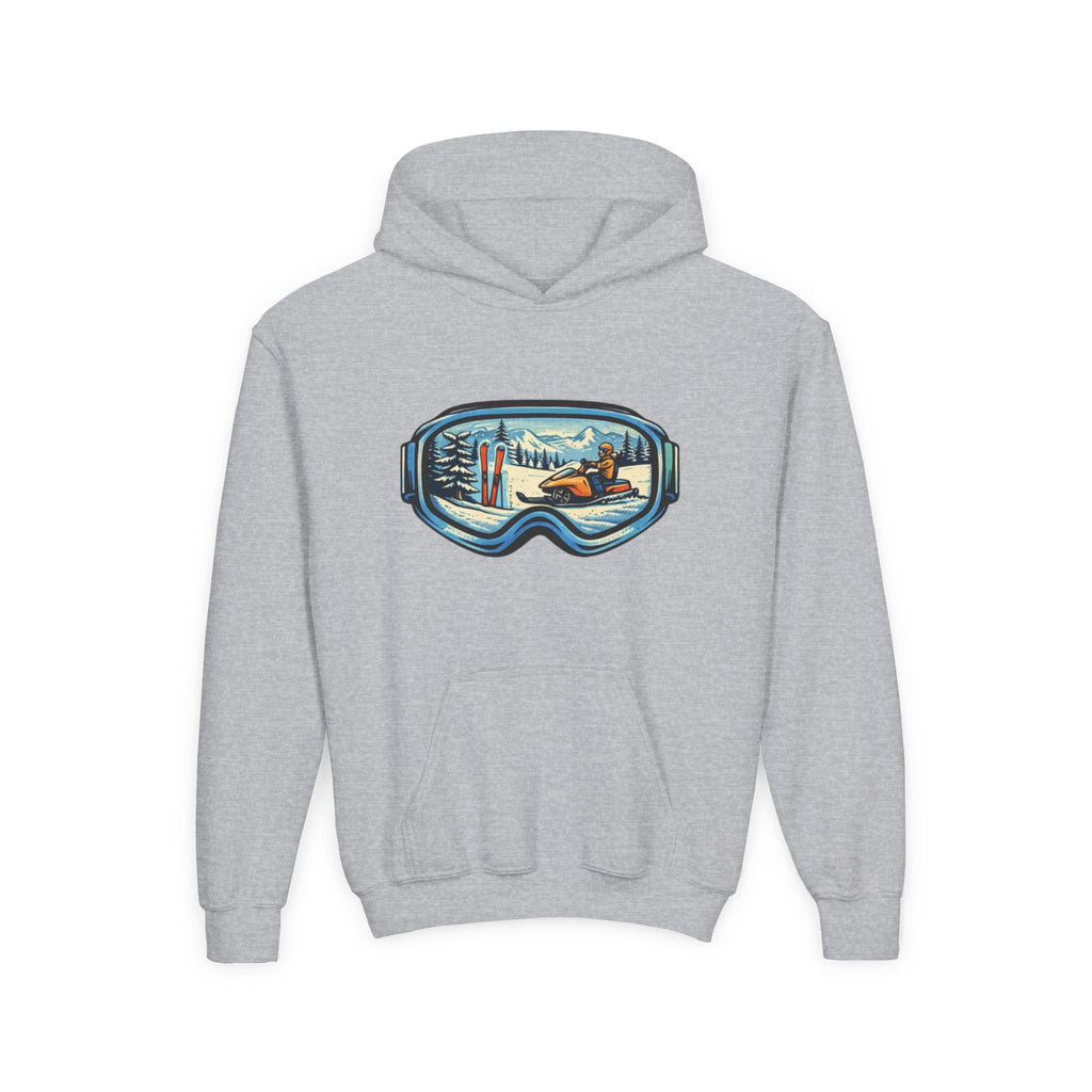 Youth Ski Goggles Hoodie | Winter Snowboard Scene Pullover