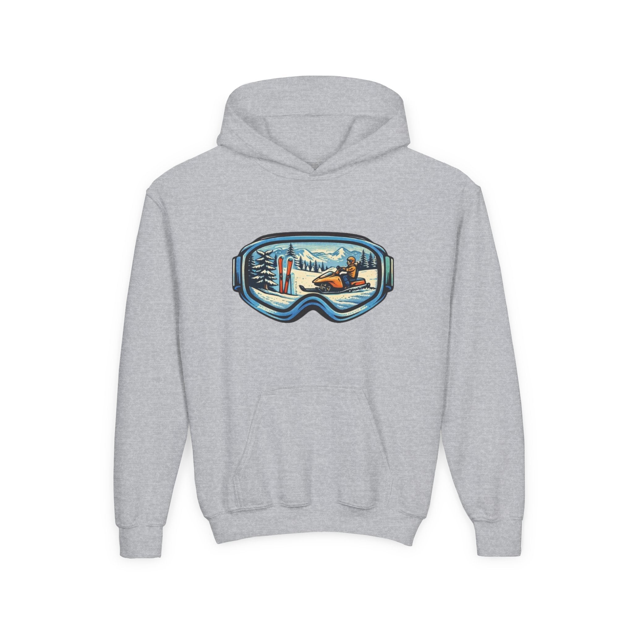 Youth Ski Goggles Hoodie | Winter Snowboard Scene Pullover