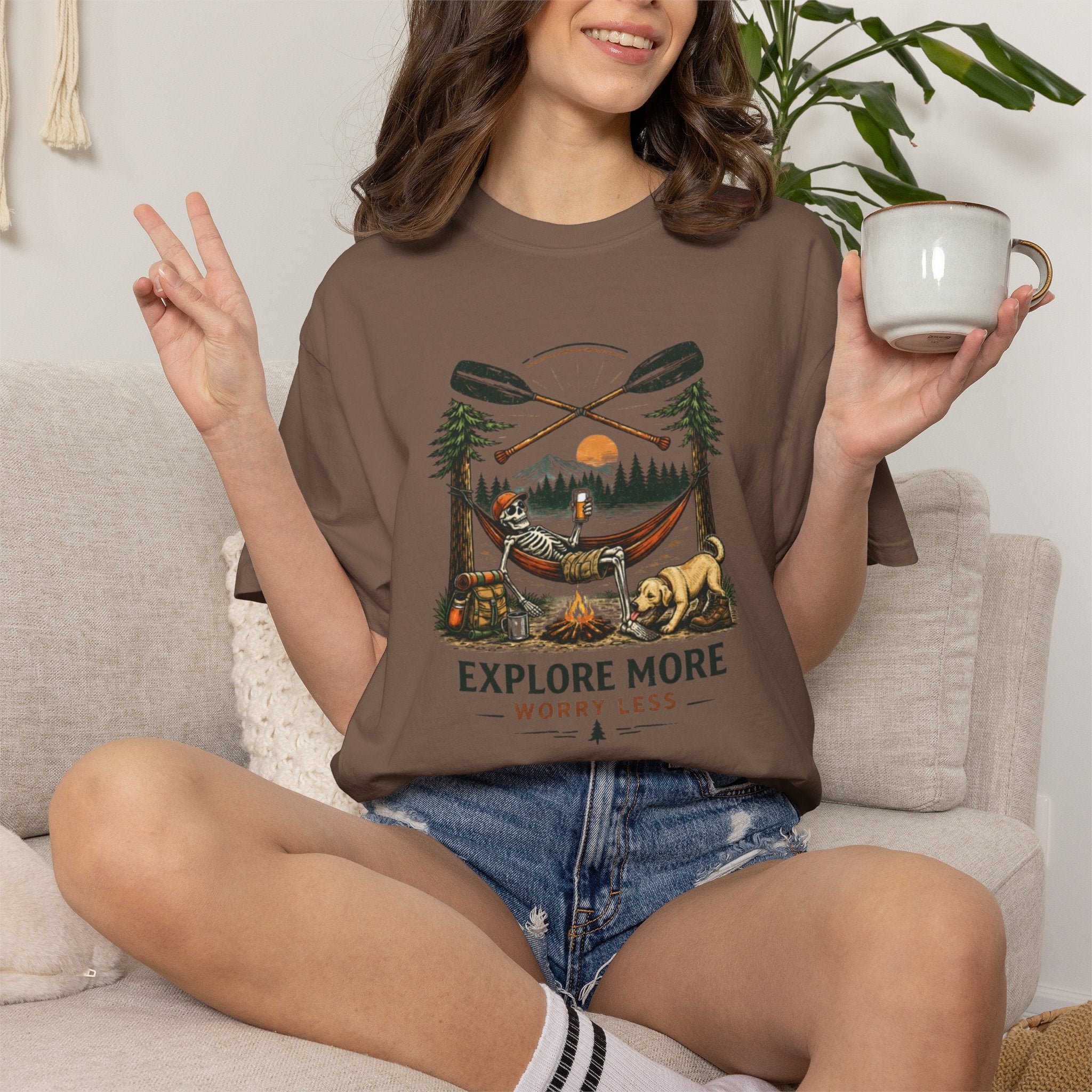 Explore More Worry Less T-Shirt | Outdoor Camping Adventure Graphic Tee