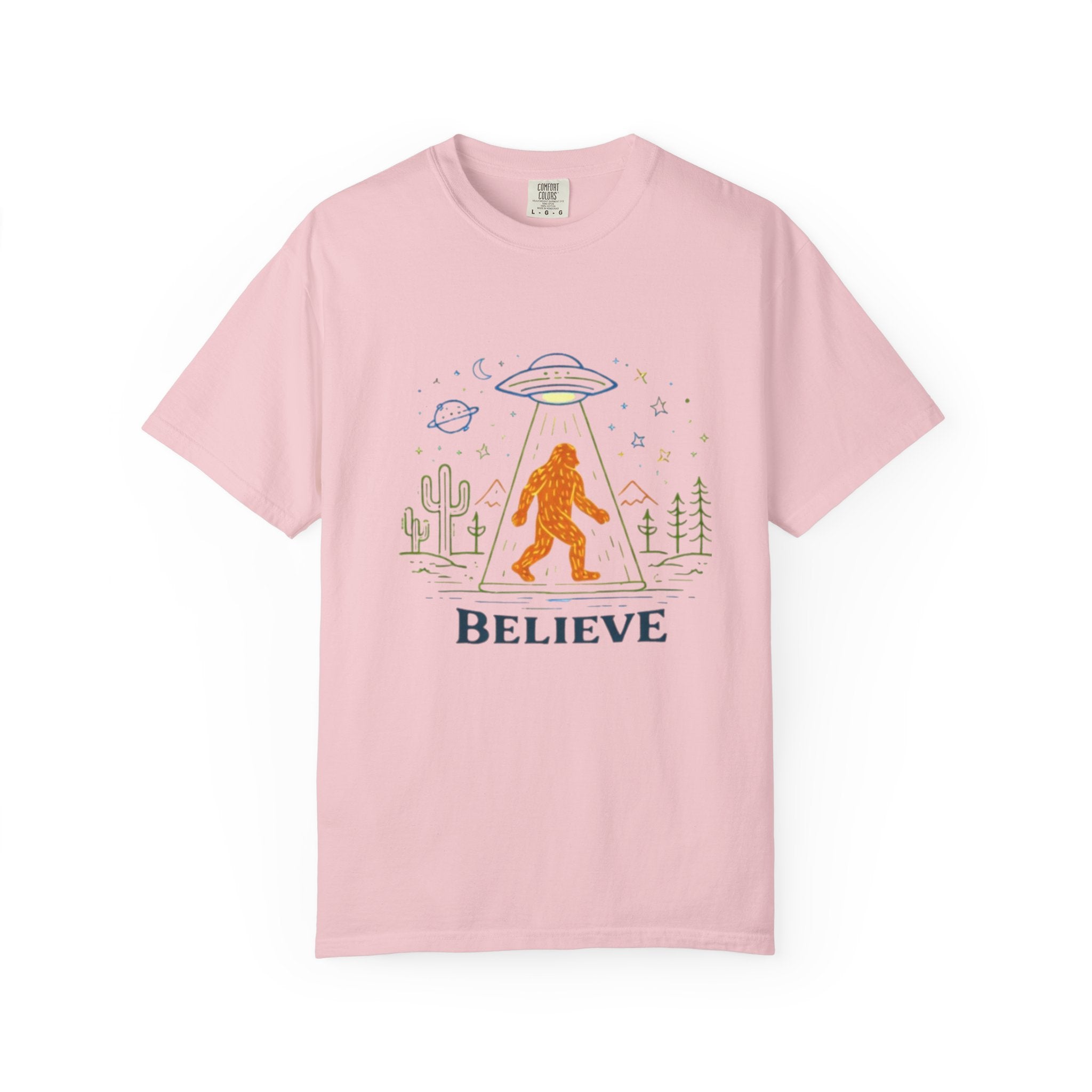 Believe Bigfoot T-Shirt | Retro Sasquatch UFO Graphic Tee
