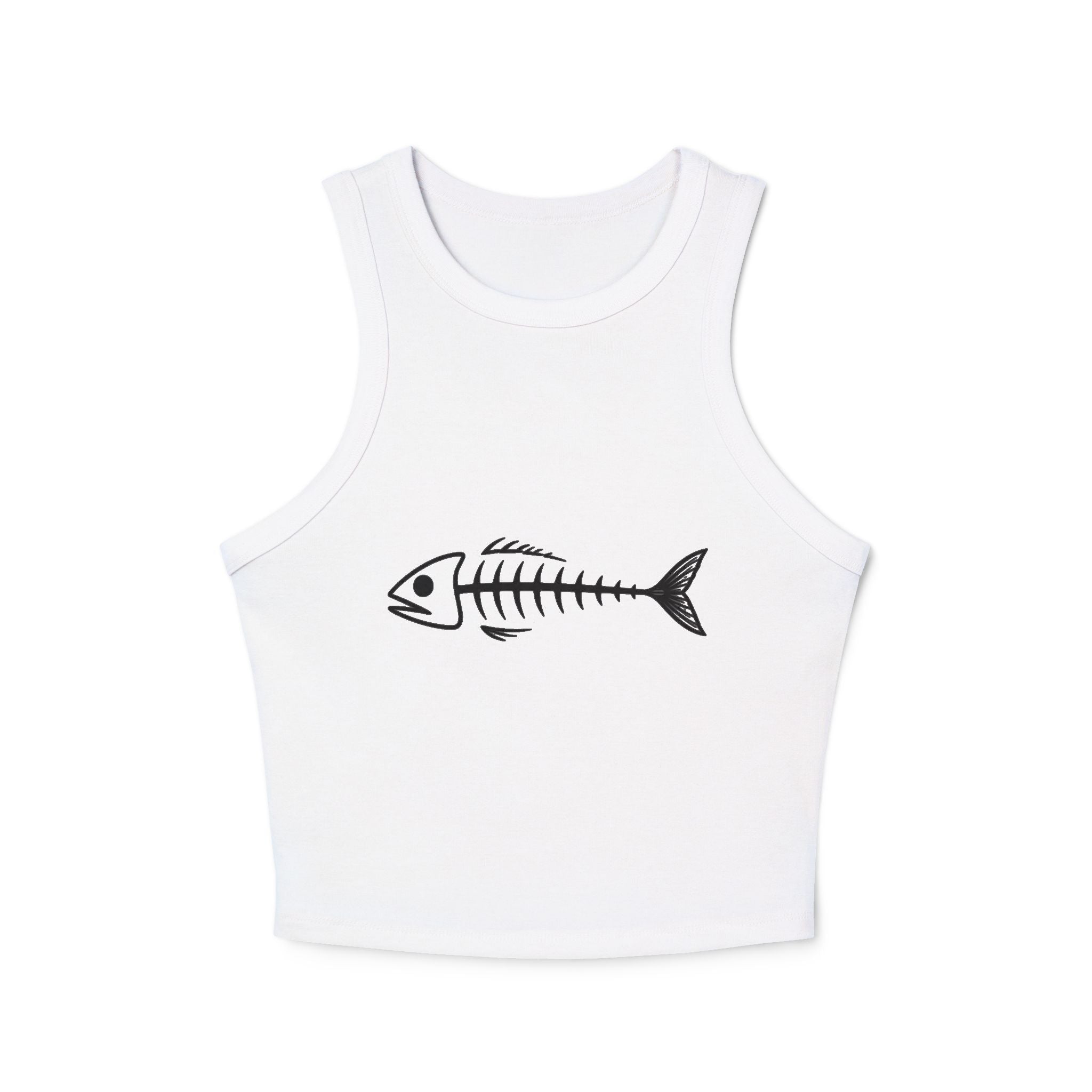 Fish Skeleton Racer Tank Top | Cute Minimalist Coastal Crop for Women