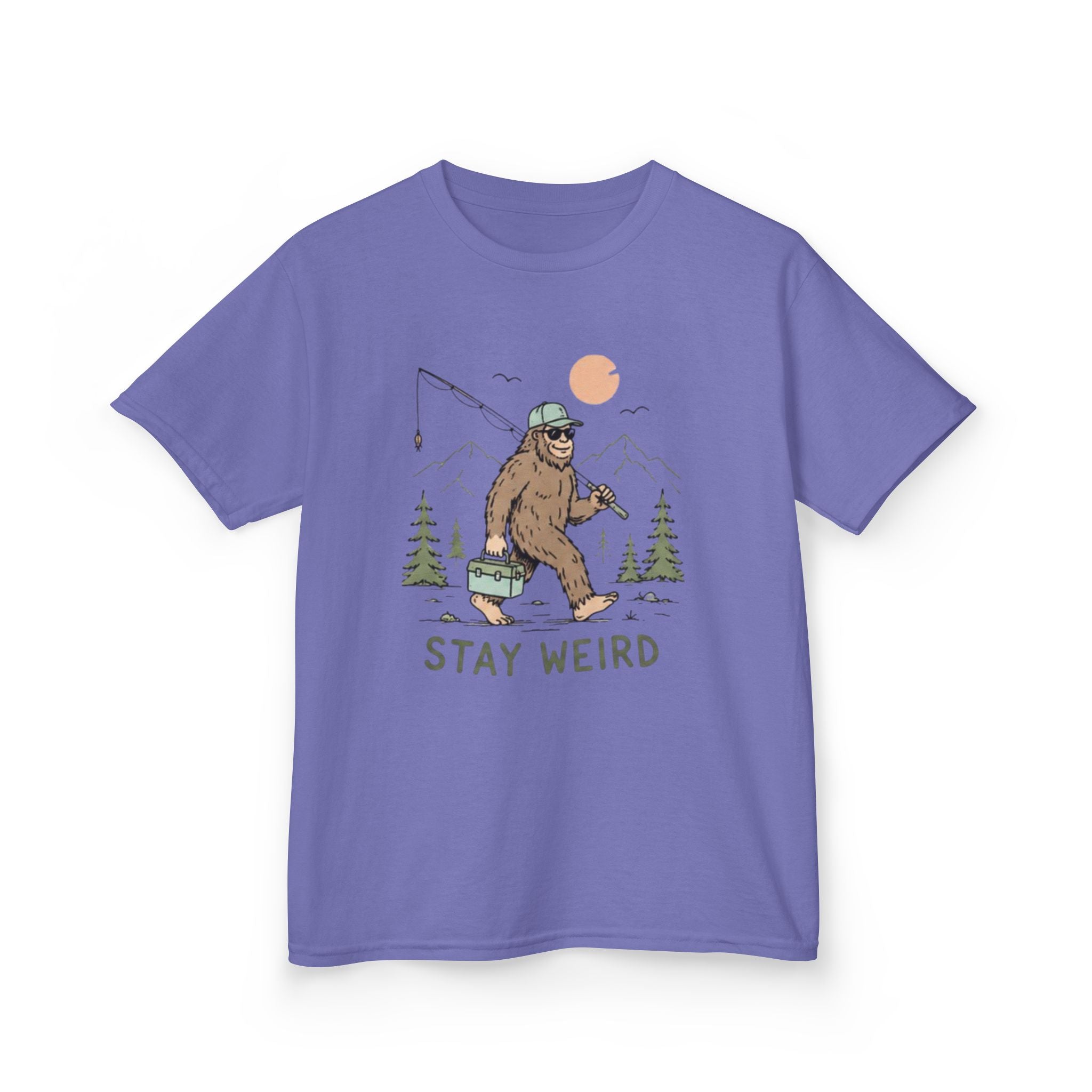 Kids Tee | Stay Weird Bigfoot Fishing