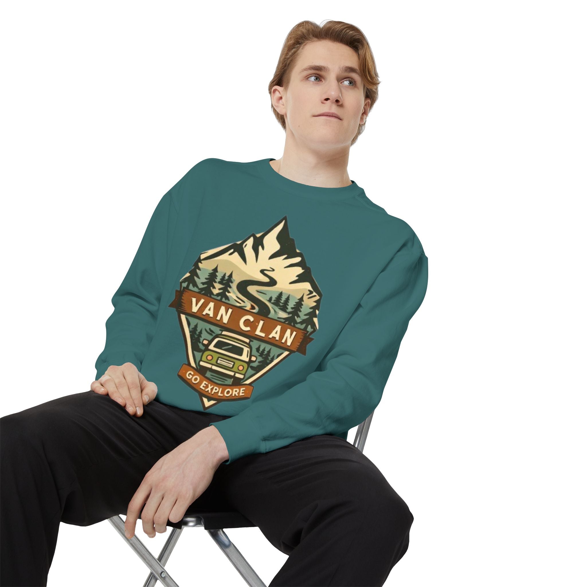 Van Clan Go Explore Sweatshirt | Vintage Mountain Van Adventure Crewneck