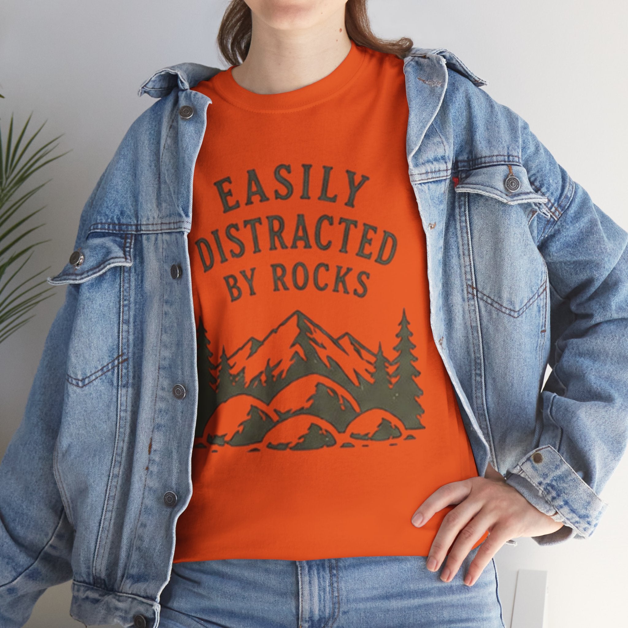 Easily Distracted By Rocks T-Shirt | Funny Outdoor Hiking Tee for Rockhounds & Nature Lovers