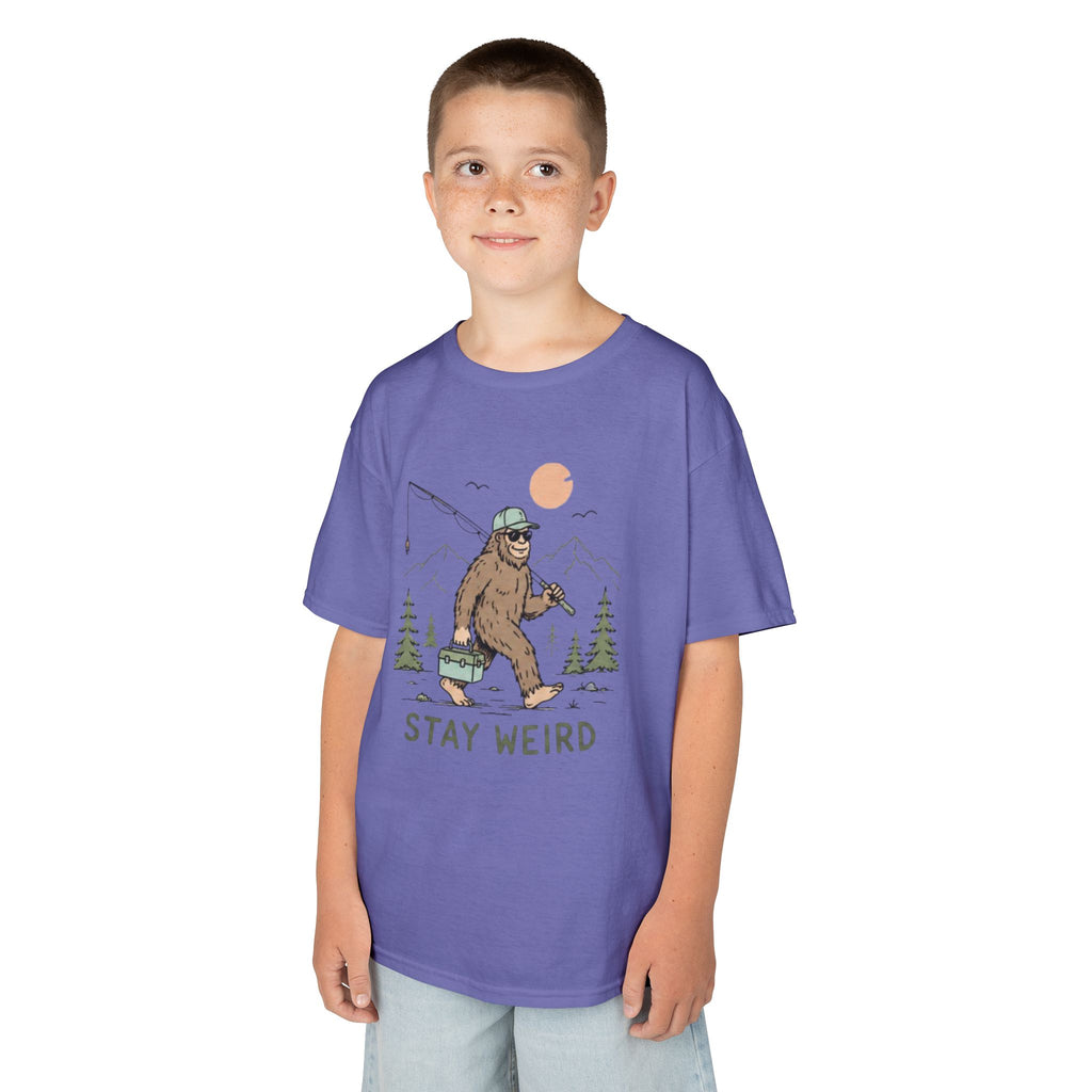 Kids Tee | Stay Weird Bigfoot Fishing