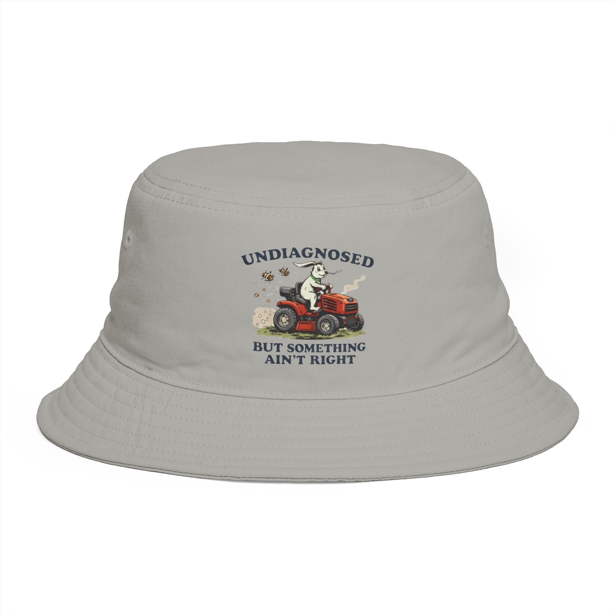 Undiagnosed But Something Aint Right Bucket Hat | Funny Vintage Lawn Mower Design