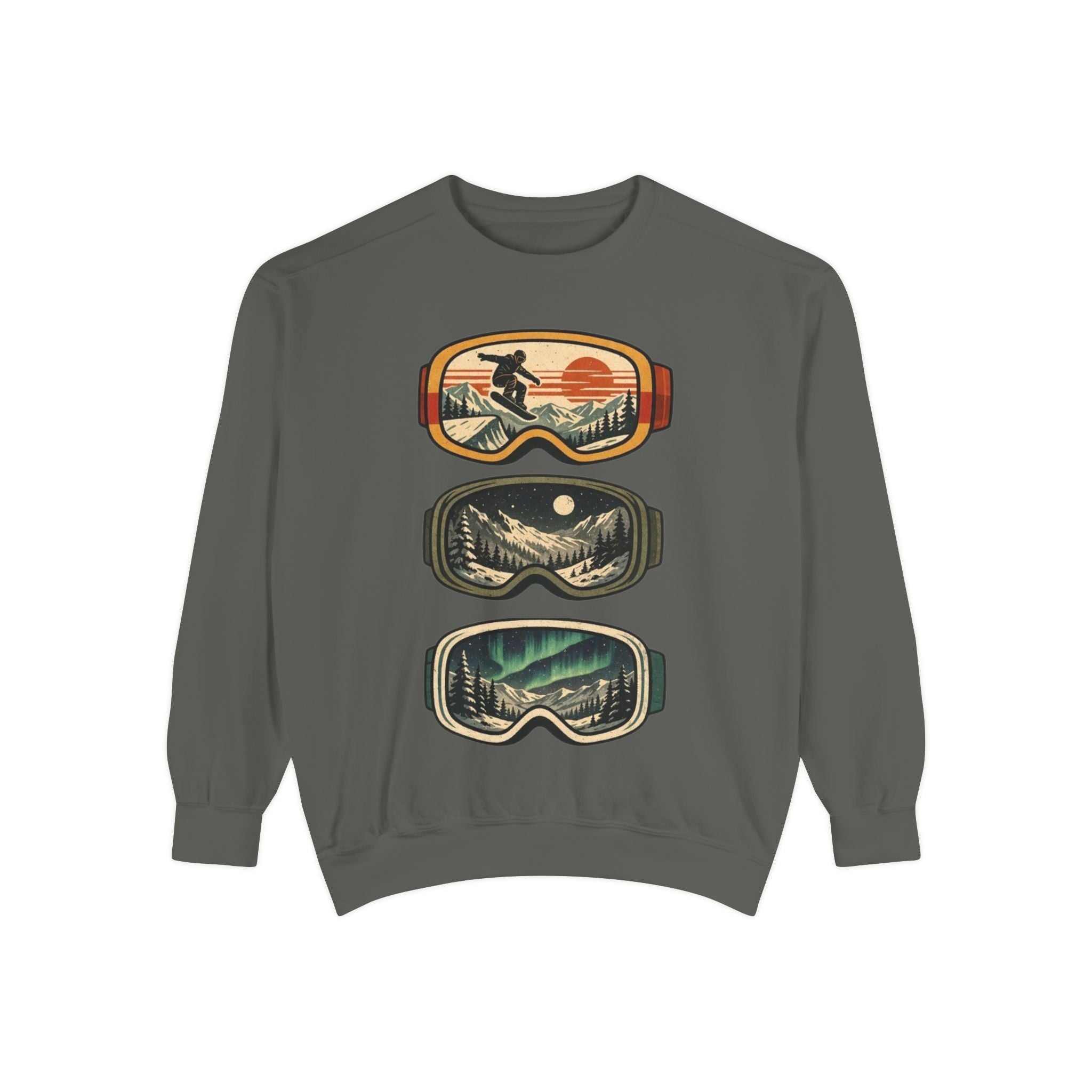 Snow Goggles Graphic Sweatshirt | Mountain Adventure Ski & Snowboard Crewneck