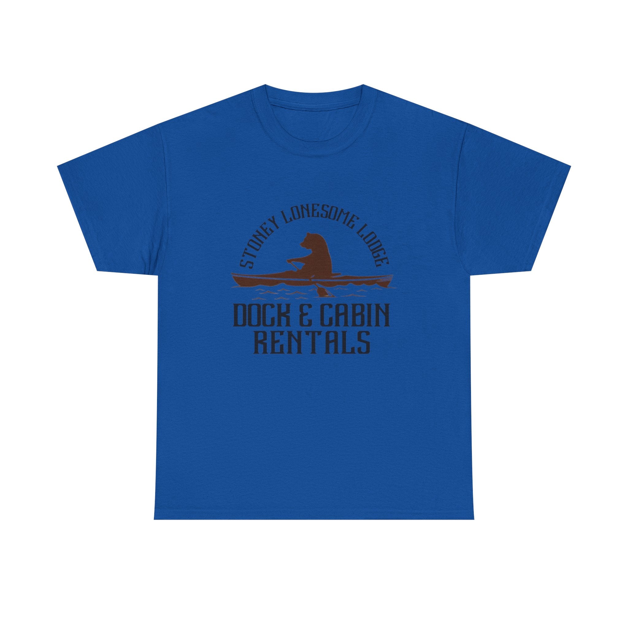 Dock & Cabin Rentals T-Shirt | Stoney Lonesome Lodge Fishing Logo Tee