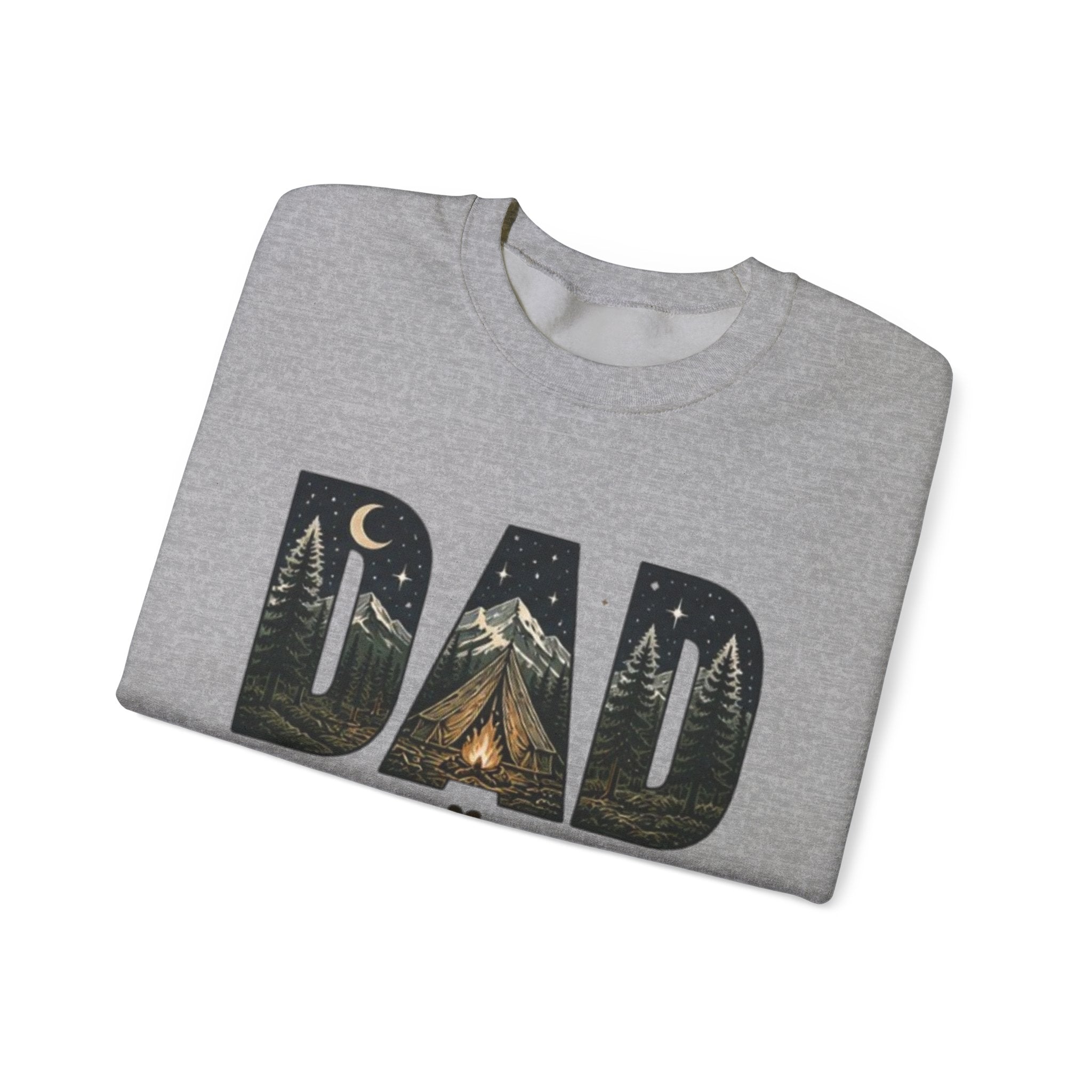 Dad Camping Crewneck Sweatshirt | Rustic Campfire & Mountain Outdoor Dad Gift