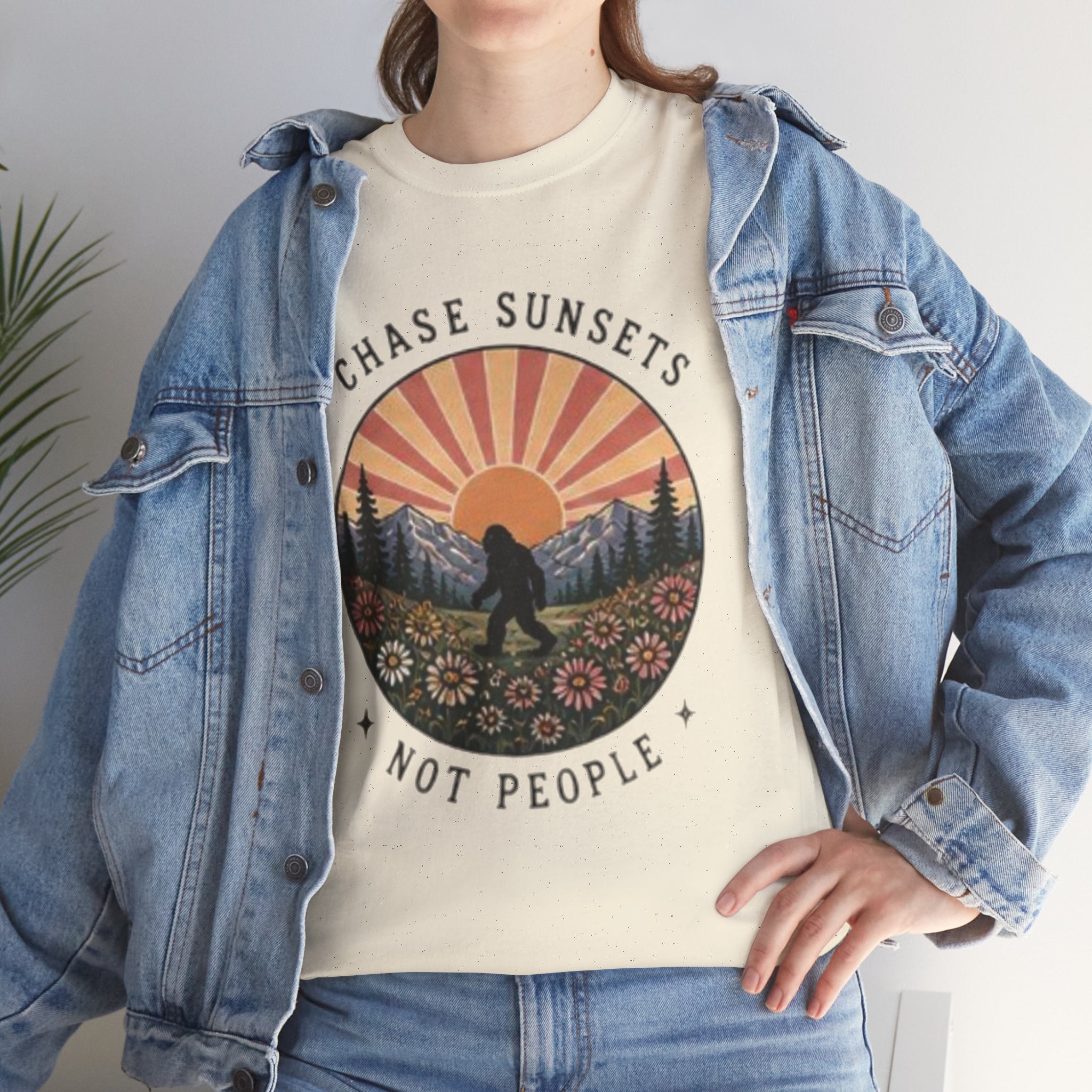 Chase Sunsets Not People Bigfoot Tee