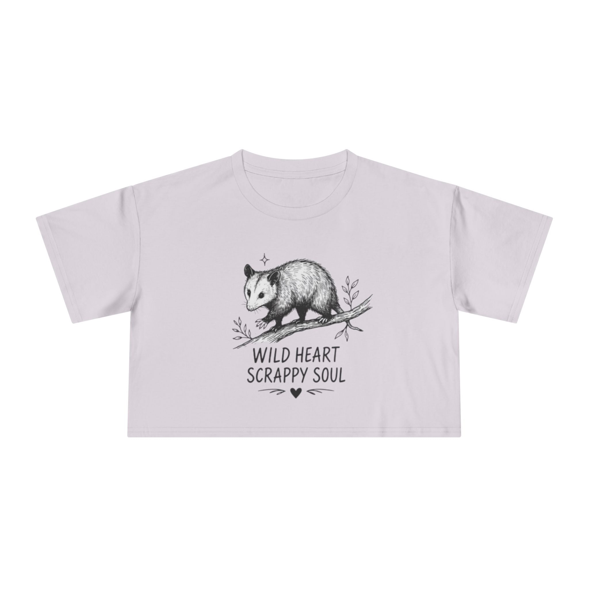 Crop Tee | Wild Heart Scrappy Soul Opossum Graphic Womens Cropped T-Shirt