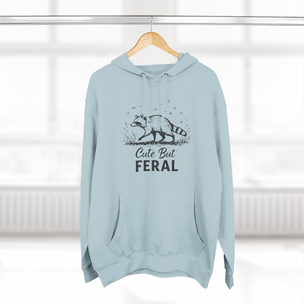 Cute But Feral Hoodie | Raccoon Illustration Graphic Pullover