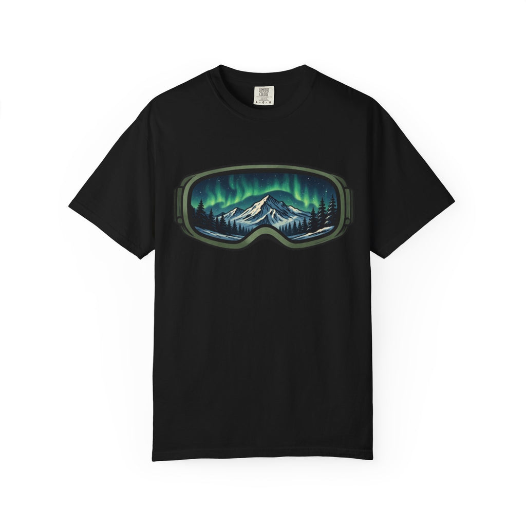 Aurora Ski Goggle T-Shirt | Mountain Night Northern Lights Graphic Tee