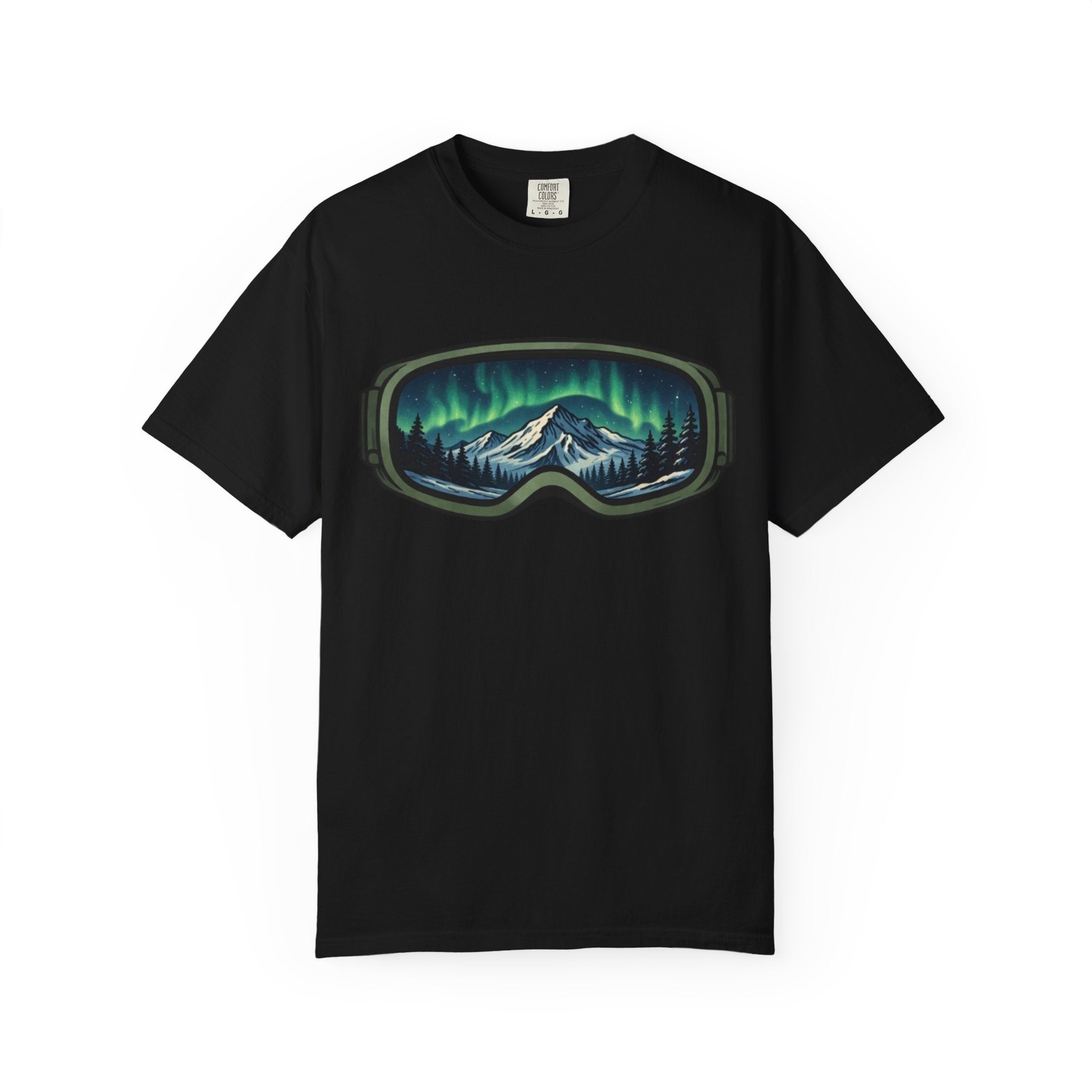 Aurora Ski Goggle T-Shirt | Mountain Night Northern Lights Graphic Tee