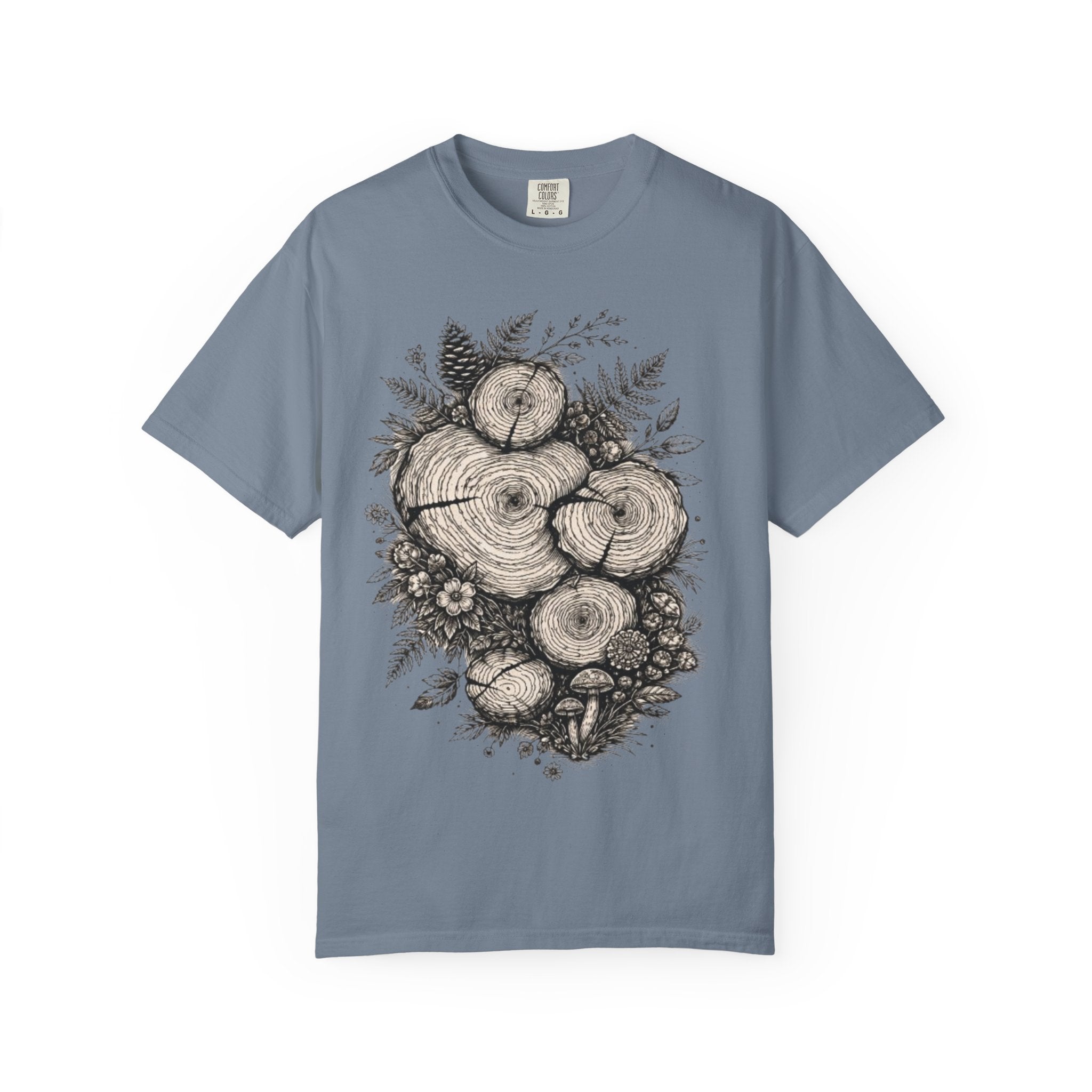 Woodland Tree Rings T-Shirt | Botanical Log Cross-Section Art Tee
