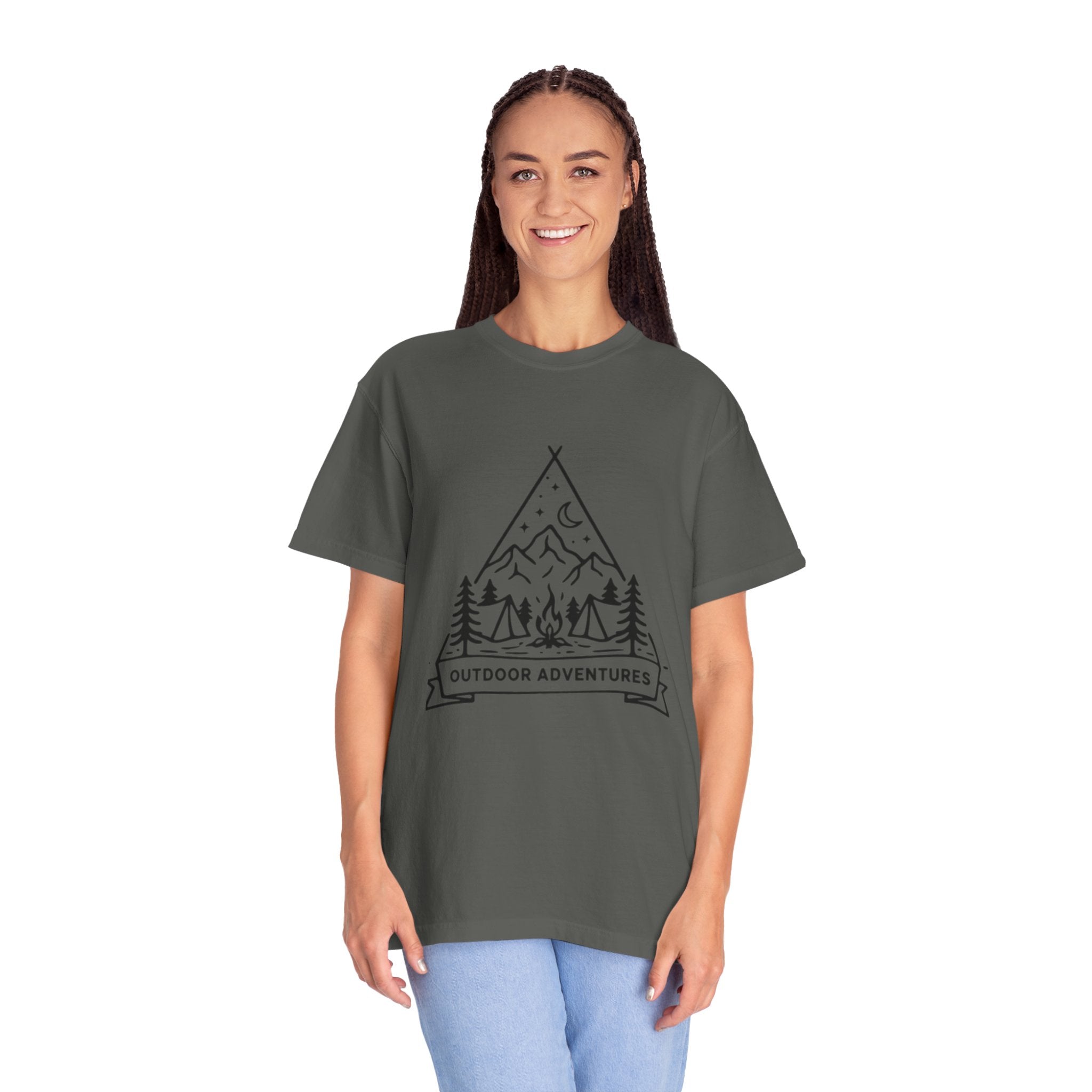 Outdoor Adventures T-Shirt | Camping Mountains Campfire Graphic Tee