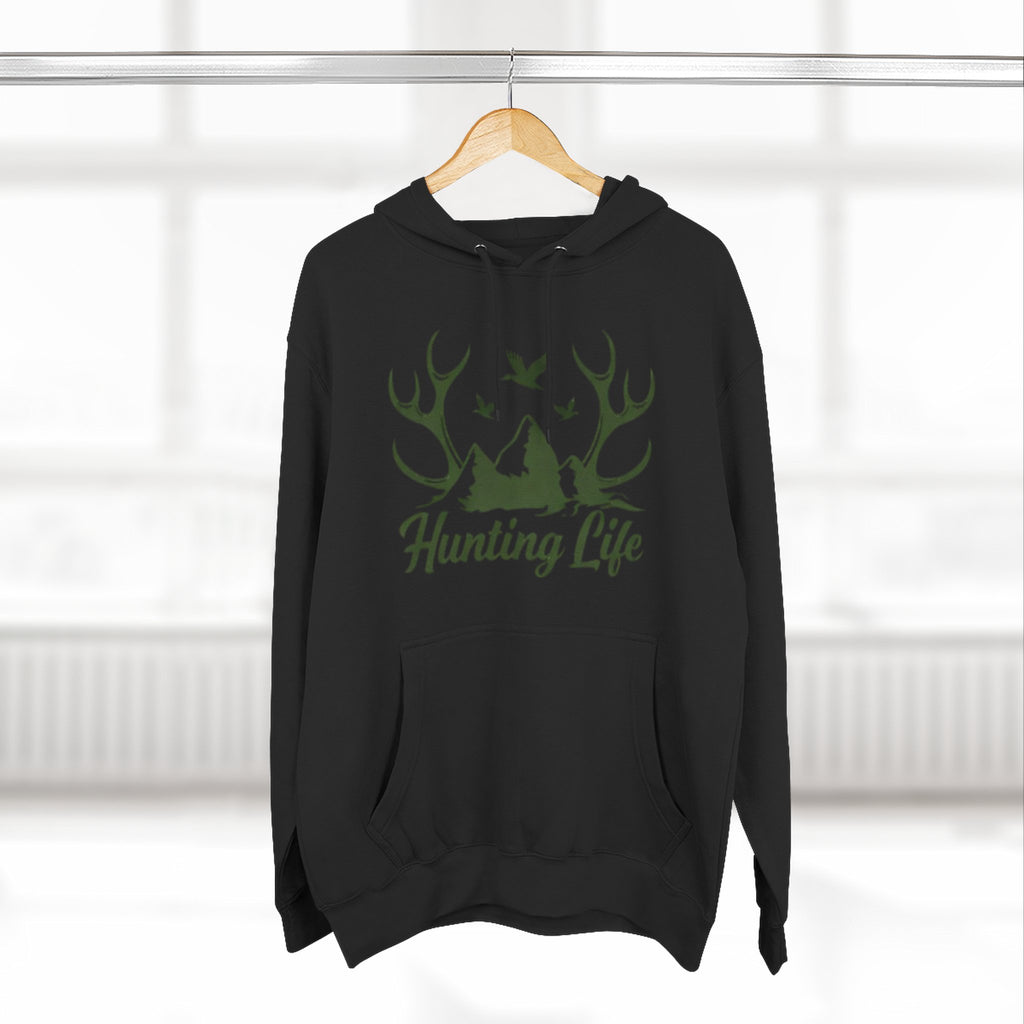 Hunting Life Hoodie | Antler Mountain & Birds Outdoor Hunting Hooded Sweatshirt