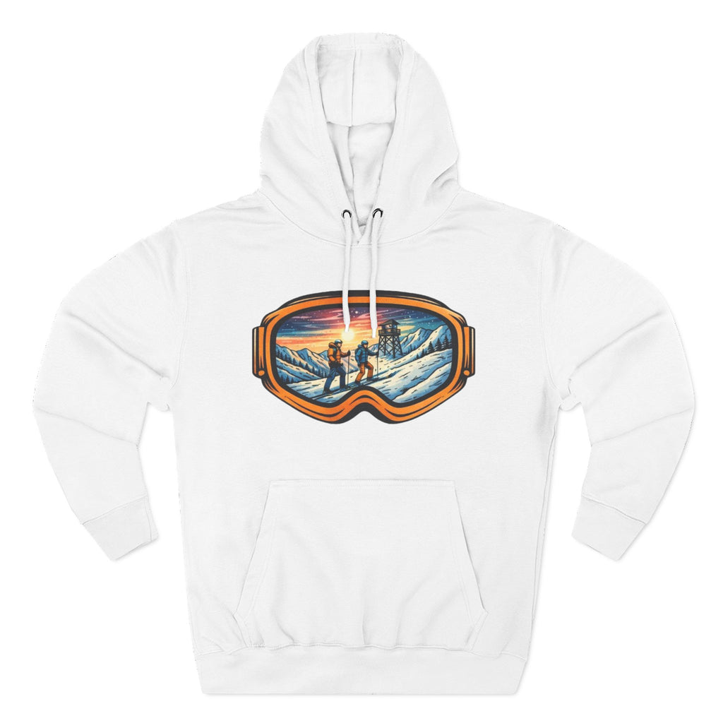Ski Goggles Graphic Hoodie | Sunset Mountain Ski Fleece Pullover