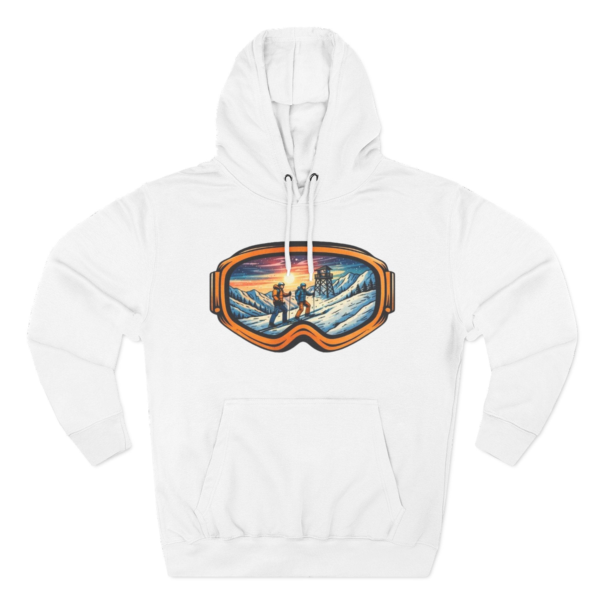 Ski Goggles Graphic Hoodie | Sunset Mountain Ski Fleece Pullover